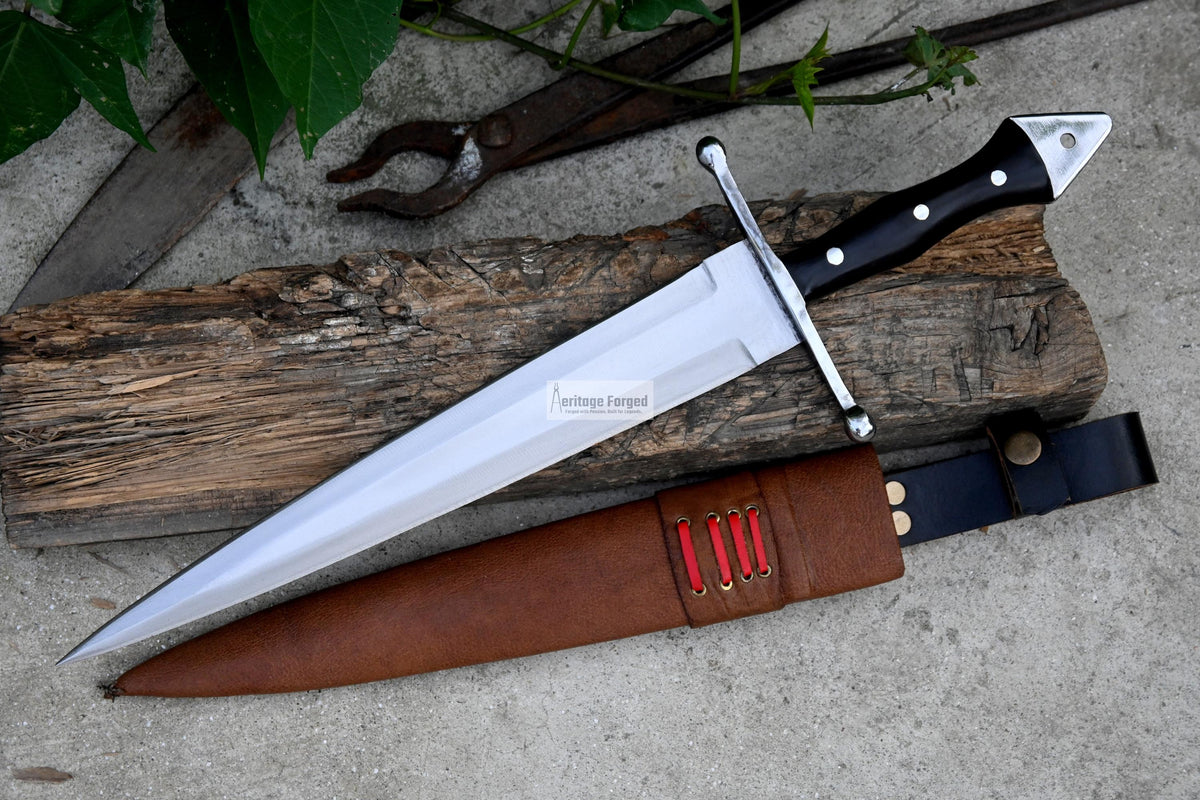 VIKING DAGGER/12 inches Long Blade hand forged Dagger/Leaf spring of truck/Rosewood Handle/Sharpen/Tempered/Ready to use/knife/knives