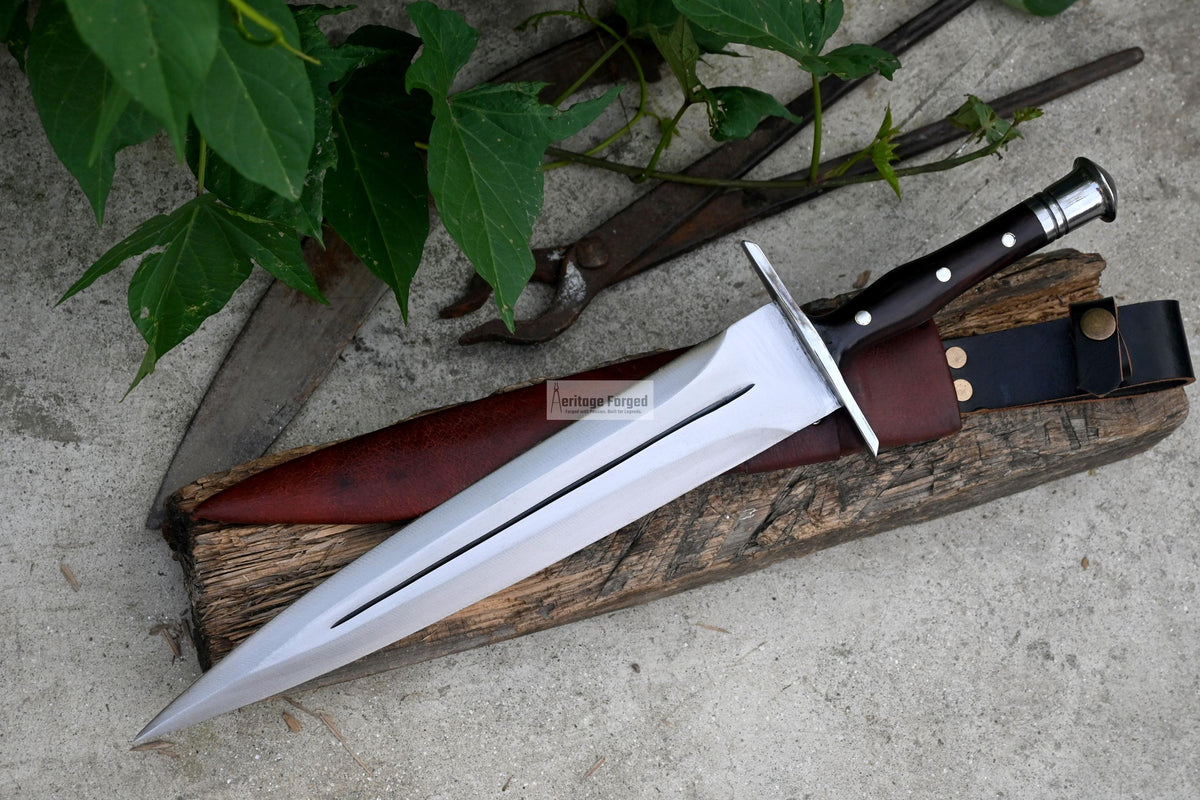 VIKING DAGGER/12 inches Long Blade hand forged Dagger/Leaf spring of truck/Rosewood Handle/Sharpen/Tempered/Ready to use/knife/knives