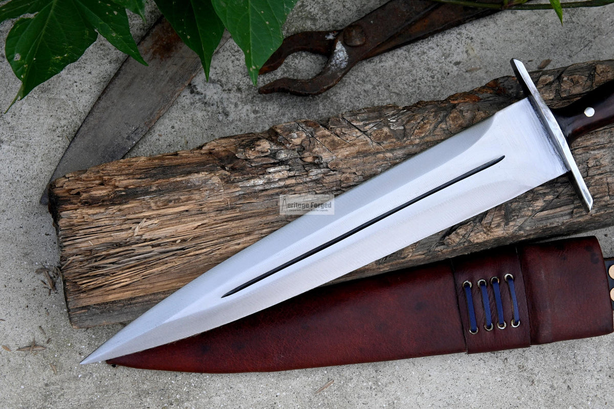 VIKING DAGGER/12 inches Long Blade hand forged Dagger/Leaf spring of truck/Rosewood Handle/Sharpen/Tempered/Ready to use/knife/knives