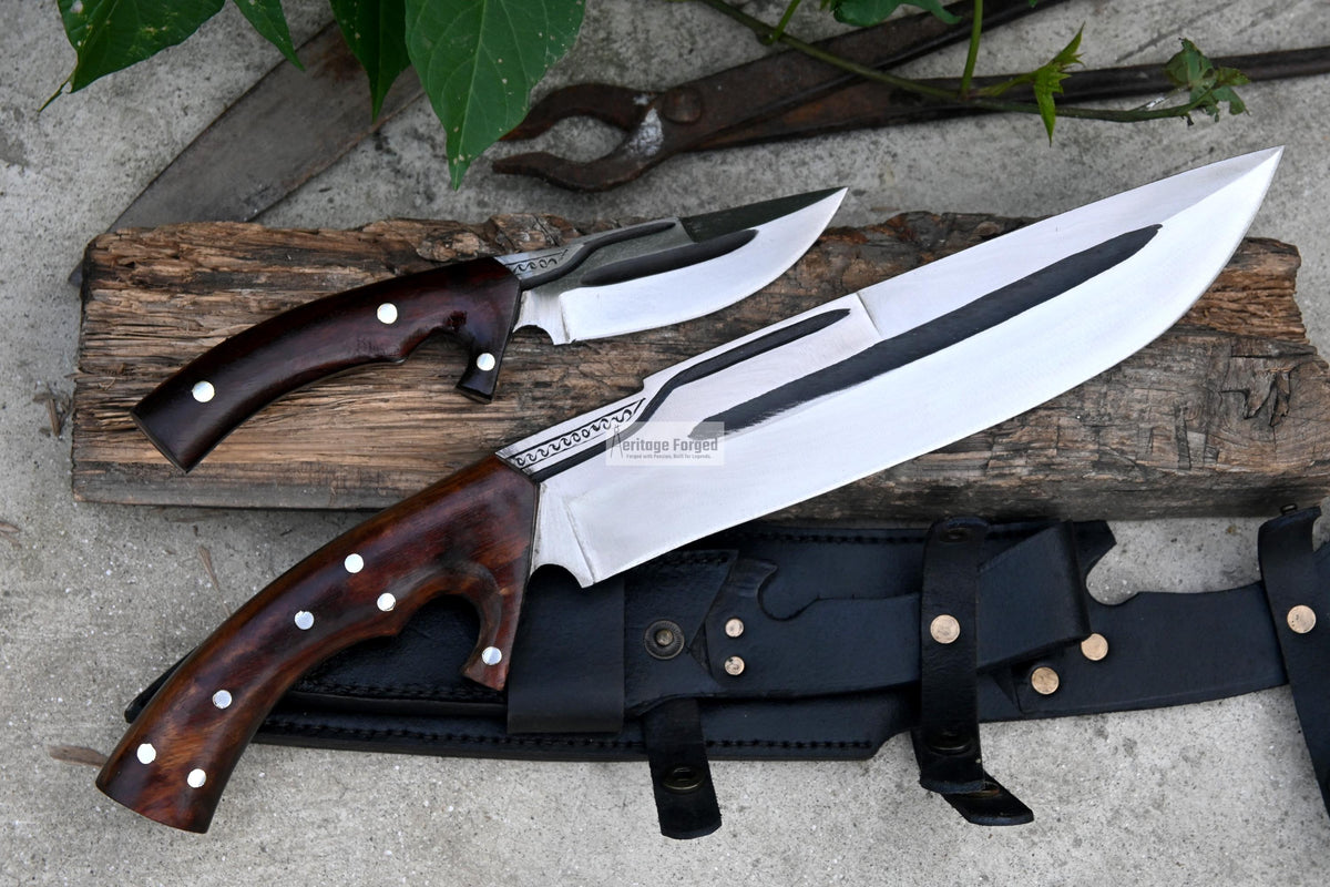 BOWIE KNIFE / 11 inches long Blade Hunting knife / Hand forged knife / Made from Leaf spring of truck / Tempered / Sharpen/ Ready to use