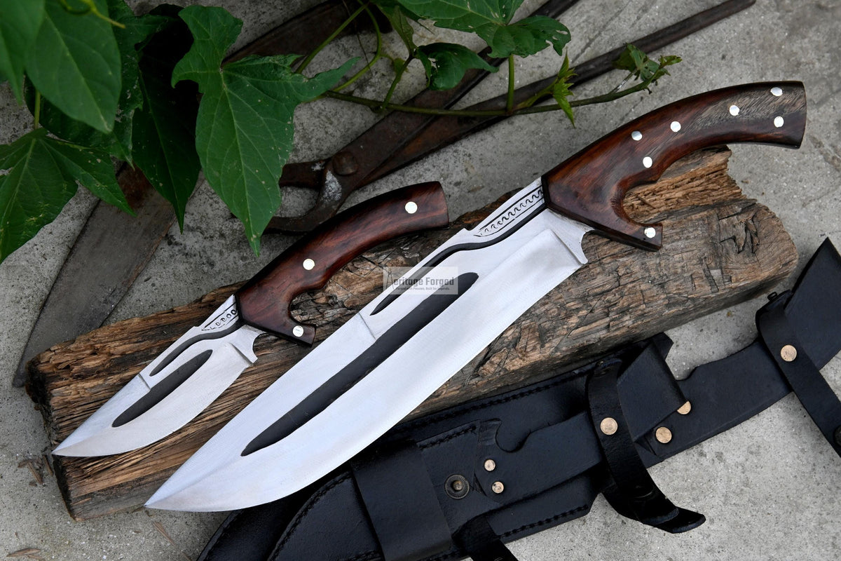 BOWIE KNIFE / 11 inches long Blade Hunting knife / Hand forged knife / Made from Leaf spring of truck / Tempered / Sharpen/ Ready to use