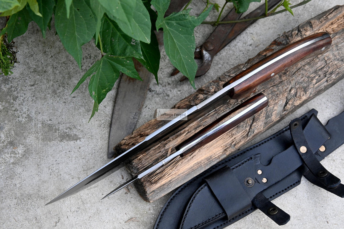 BOWIE KNIFE / 11 inches long Blade Hunting knife / Hand forged knife / Made from Leaf spring of truck / Tempered / Sharpen/ Ready to use