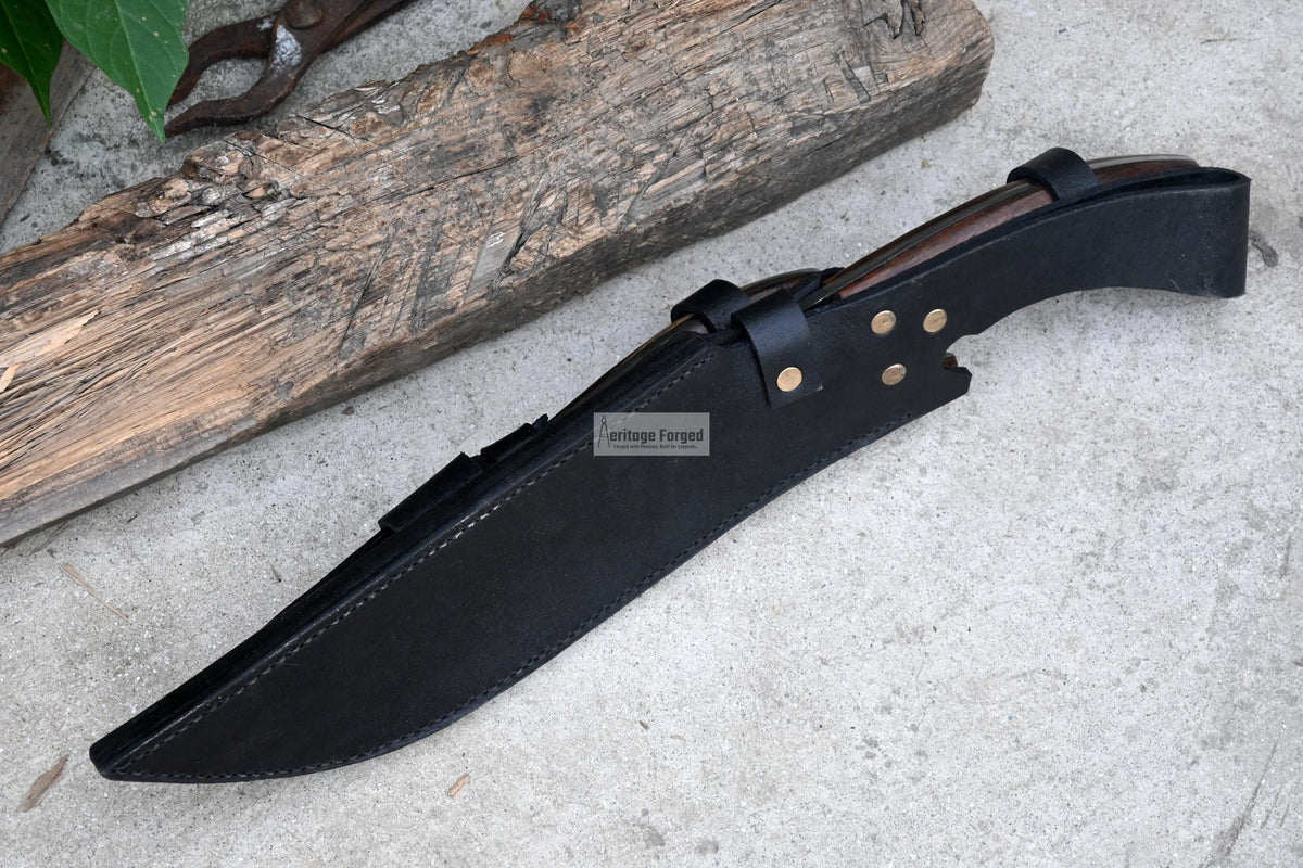 BOWIE KNIFE / 11 inches long Blade Hunting knife / Hand forged knife / Made from Leaf spring of truck / Tempered / Sharpen/ Ready to use