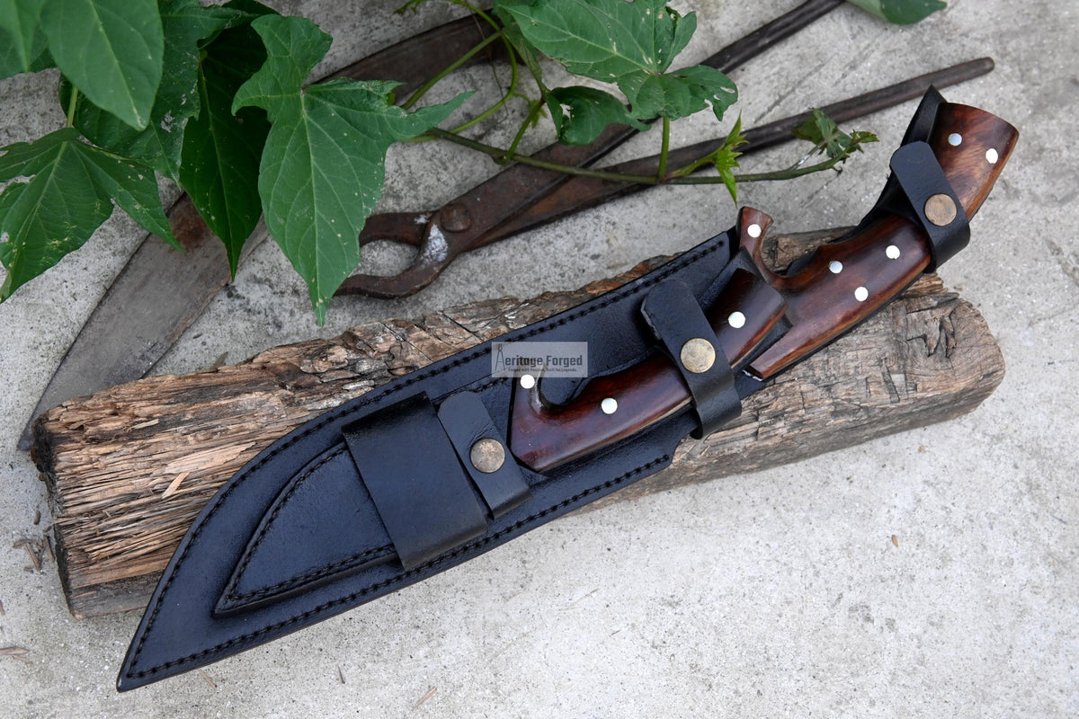 BOWIE KNIFE / 11 inches long Blade Hunting knife / Hand forged knife / Made from Leaf spring of truck / Tempered / Sharpen/ Ready to use