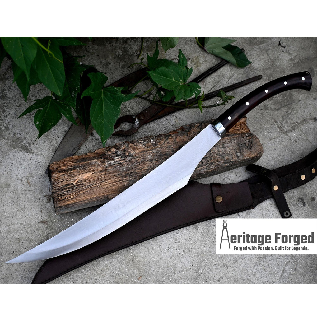JUNGLE MACHETE / Large Jungle Clever/18 inches Long Blade Heavy duties machete/ Full tang/ Leaf spring of truck/ Tempered/Sharpen/Working