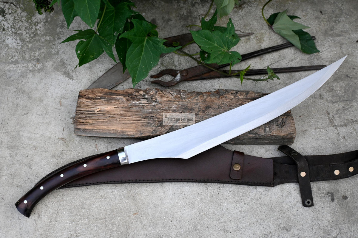 JUNGLE MACHETE / Large Jungle Clever/18 inches Long Blade Heavy duties machete/ Full tang/ Leaf spring of truck/ Tempered/Sharpen/Working