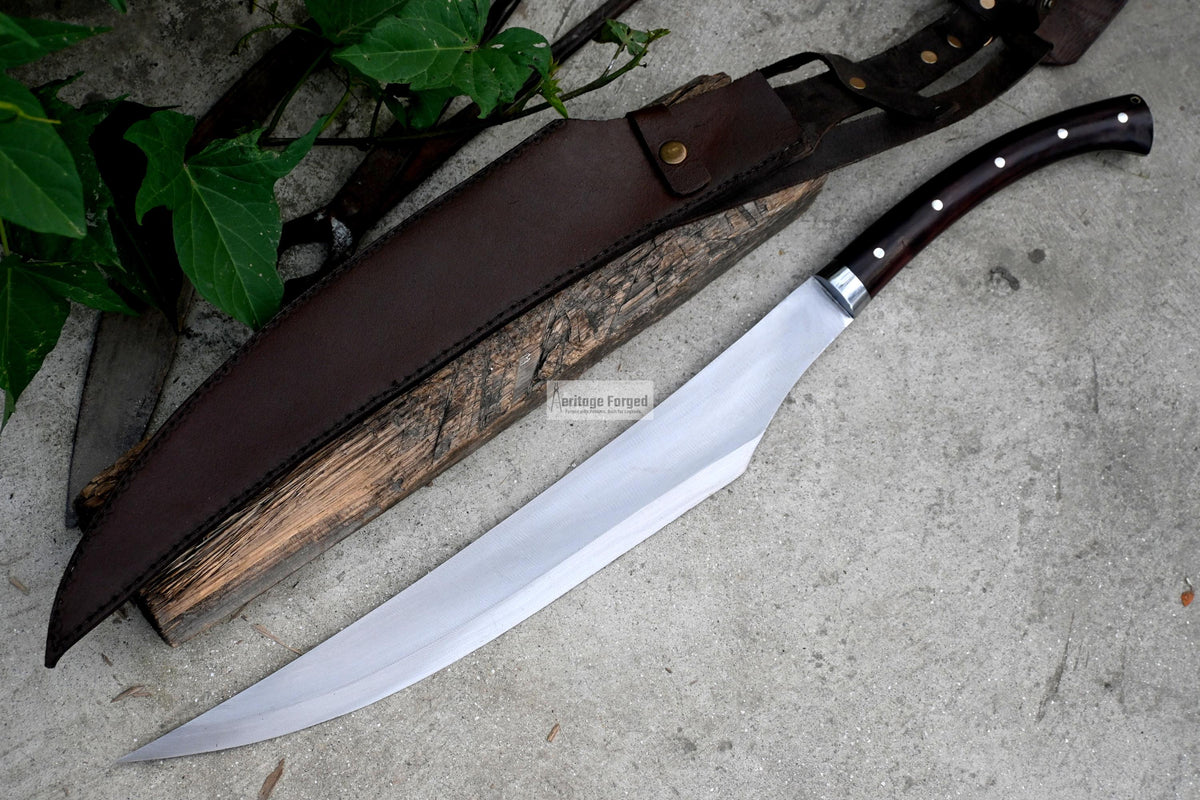 JUNGLE MACHETE / Large Jungle Clever/18 inches Long Blade Heavy duties machete/ Full tang/ Leaf spring of truck/ Tempered/Sharpen/Working