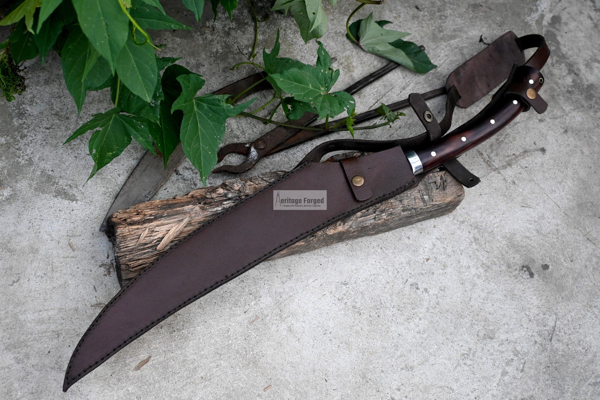 JUNGLE MACHETE / Large Jungle Clever/18 inches Long Blade Heavy duties machete/ Full tang/ Leaf spring of truck/ Tempered/Sharpen/Working