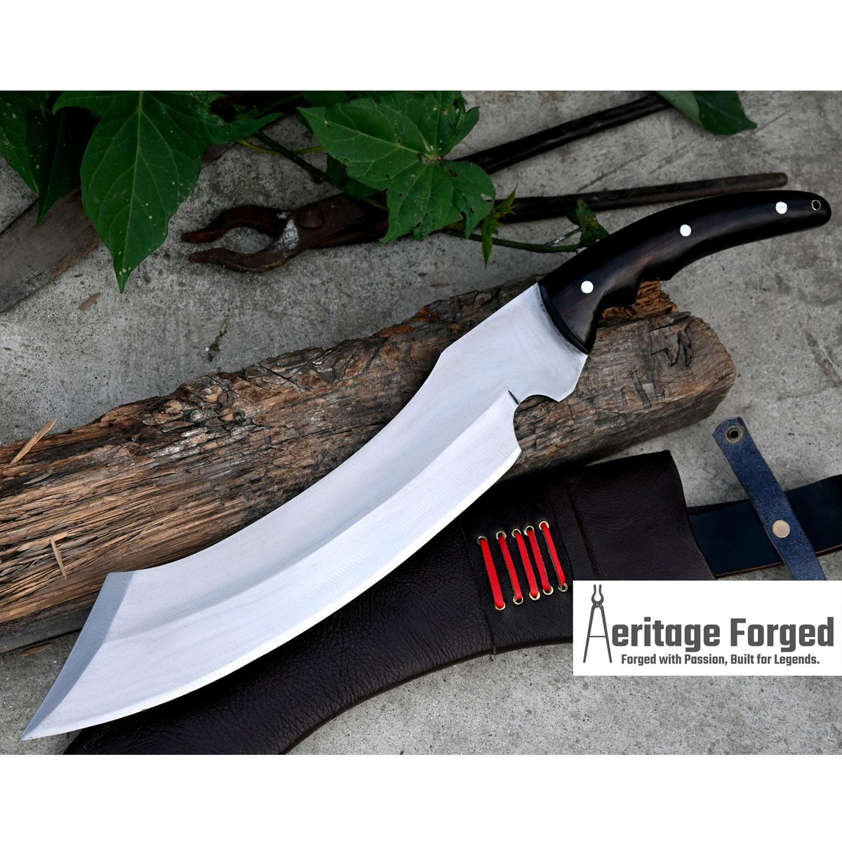 KHOPESH MACHETE/ 14 inches Long Blade hand forged Egyptian  khopesh sword /Leaf spring of truck /Sharpen/Tempered/Ready to use/knife/knives