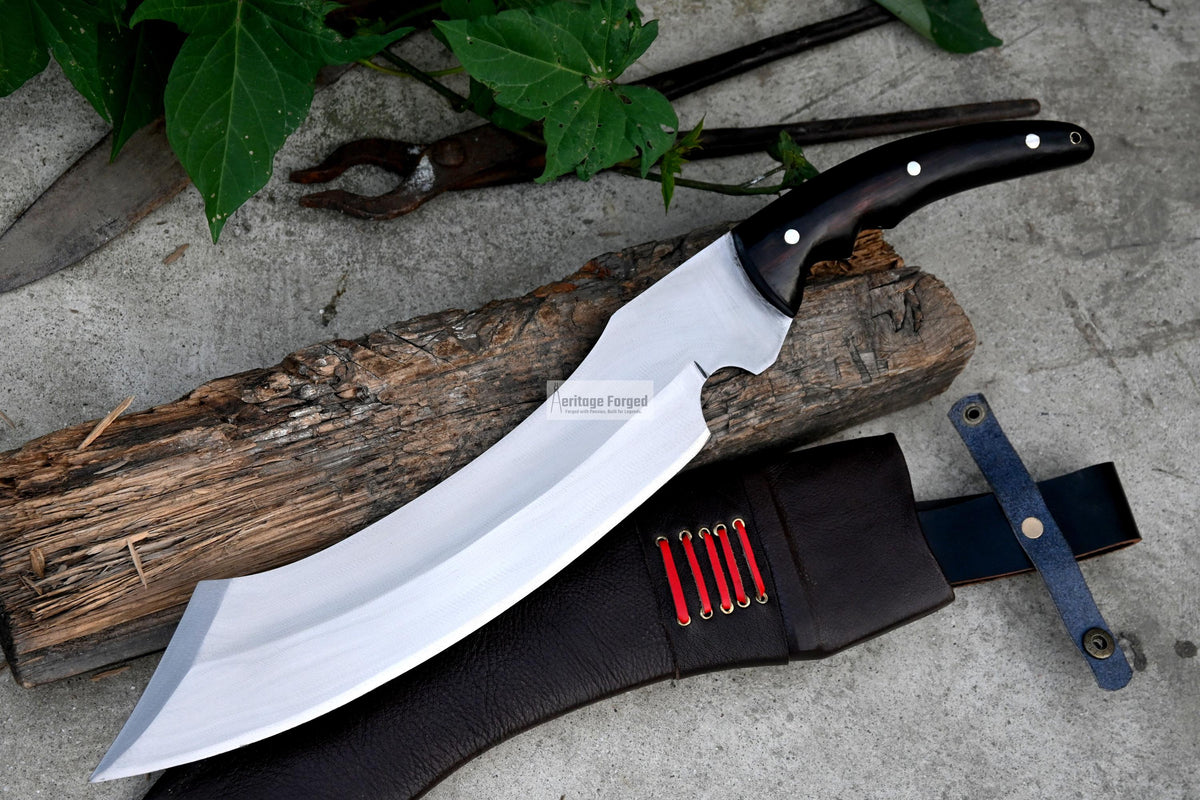 KHOPESH MACHETE/ 14 inches Long Blade hand forged Egyptian  khopesh sword /Leaf spring of truck /Sharpen/Tempered/Ready to use/knife/knives