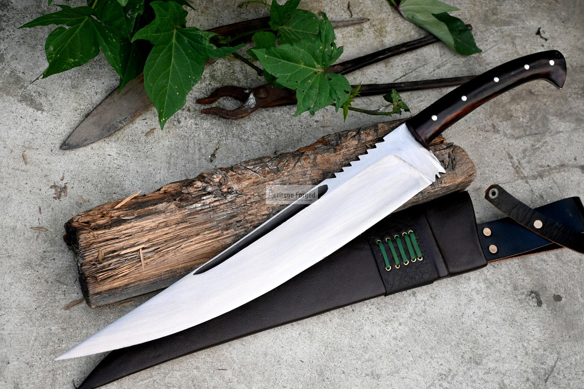 JUNGLE MACHETE / Large Jungle Clever/18 inches Long Blade Heavy duties machete/ Full tang/ Leaf spring of truck/ Tempered/Sharpen/Working