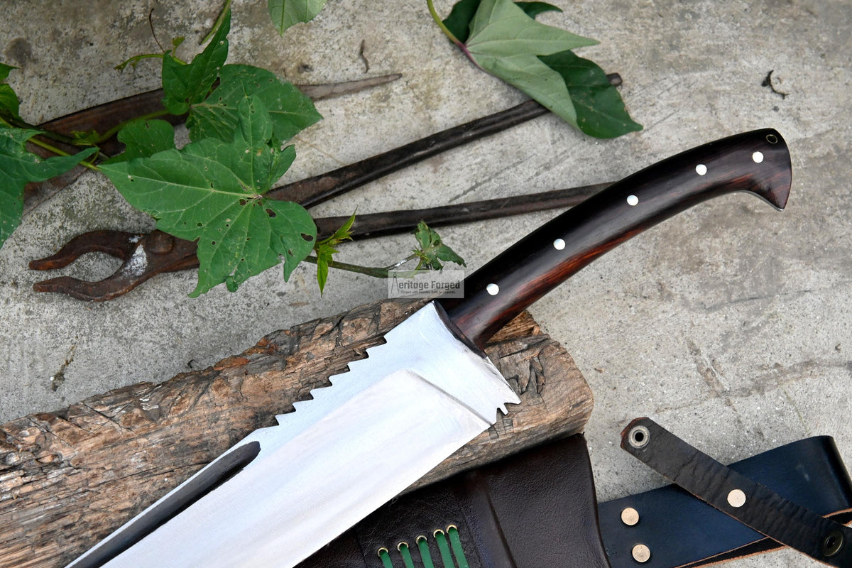 JUNGLE MACHETE / Large Jungle Clever/18 inches Long Blade Heavy duties machete/ Full tang/ Leaf spring of truck/ Tempered/Sharpen/Working