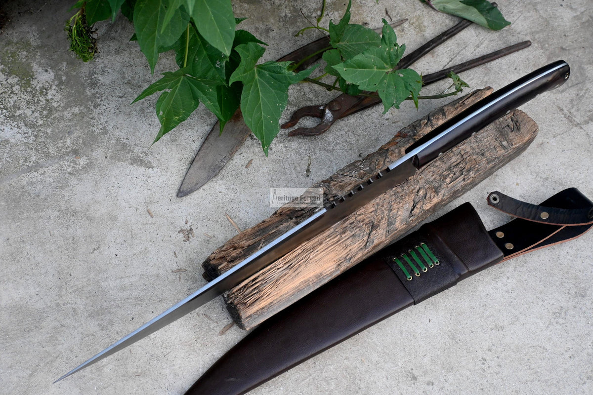 JUNGLE MACHETE / Large Jungle Clever/18 inches Long Blade Heavy duties machete/ Full tang/ Leaf spring of truck/ Tempered/Sharpen/Working