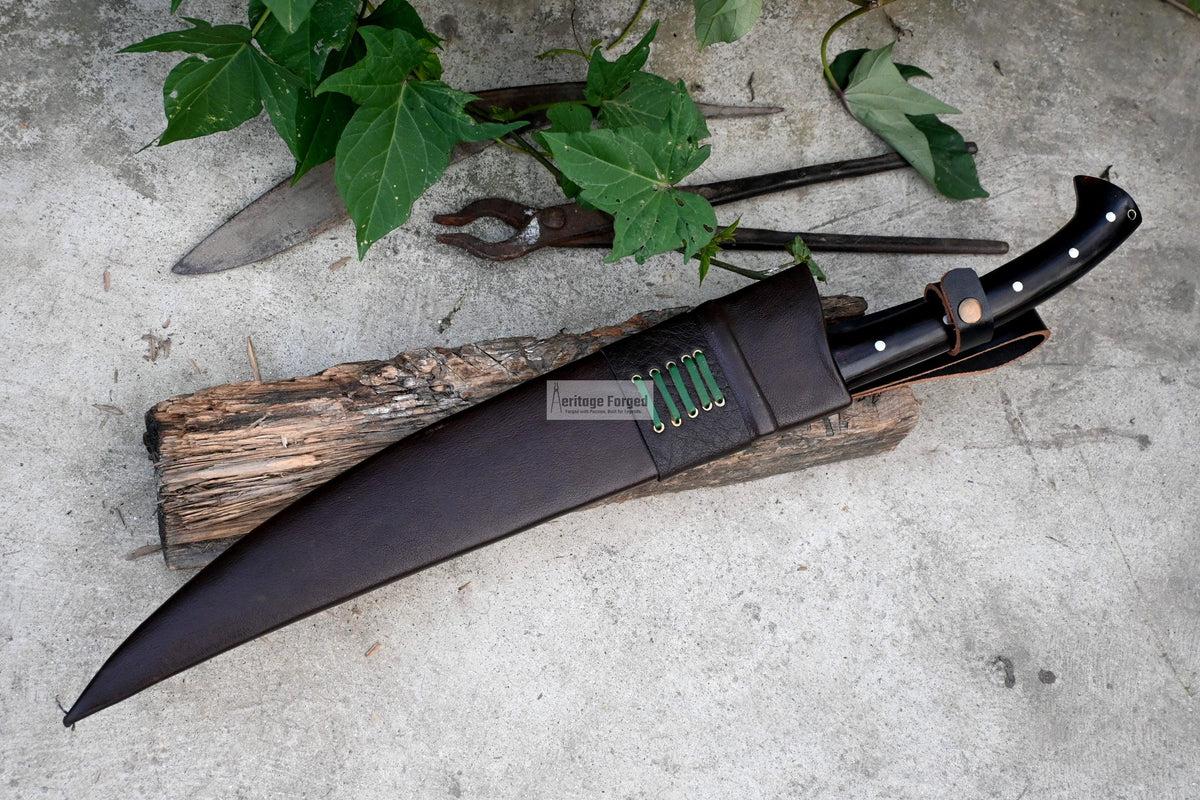 JUNGLE MACHETE / Large Jungle Clever/18 inches Long Blade Heavy duties machete/ Full tang/ Leaf spring of truck/ Tempered/Sharpen/Working