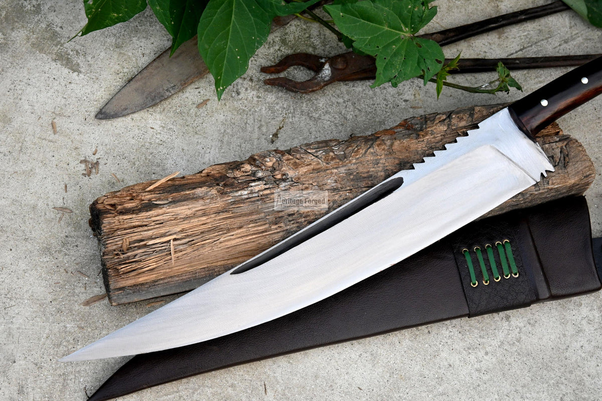 JUNGLE MACHETE / Large Jungle Clever/18 inches Long Blade Heavy duties machete/ Full tang/ Leaf spring of truck/ Tempered/Sharpen/Working