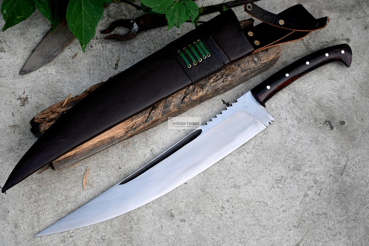 JUNGLE MACHETE / Large Jungle Clever/18 inches Long Blade Heavy duties machete/ Full tang/ Leaf spring of truck/ Tempered/Sharpen/Working