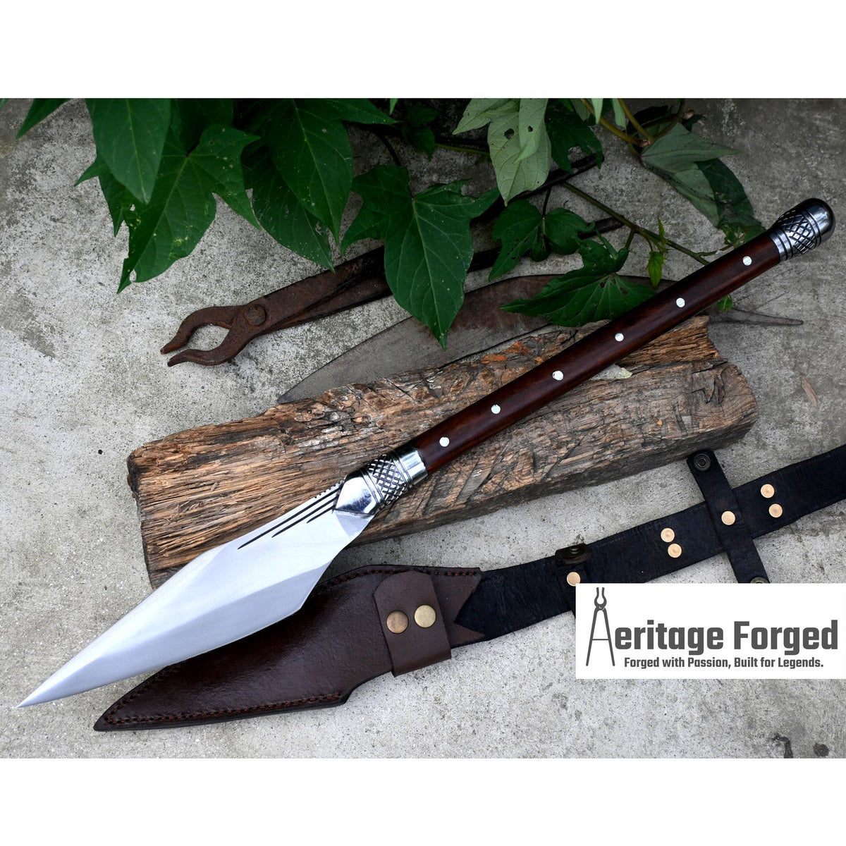 HUNTING SPEAR / hand forged spear /9 inches Long Blade spear/ throwing Spear/ Full tang/ Leaf spring of truck/ Tempered/Sharpen