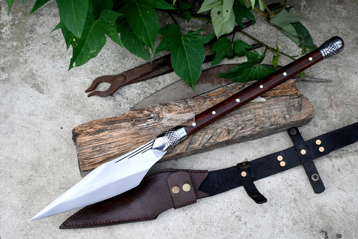 HUNTING SPEAR / hand forged spear /9 inches Long Blade spear/ throwing Spear/ Full tang/ Leaf spring of truck/ Tempered/Sharpen