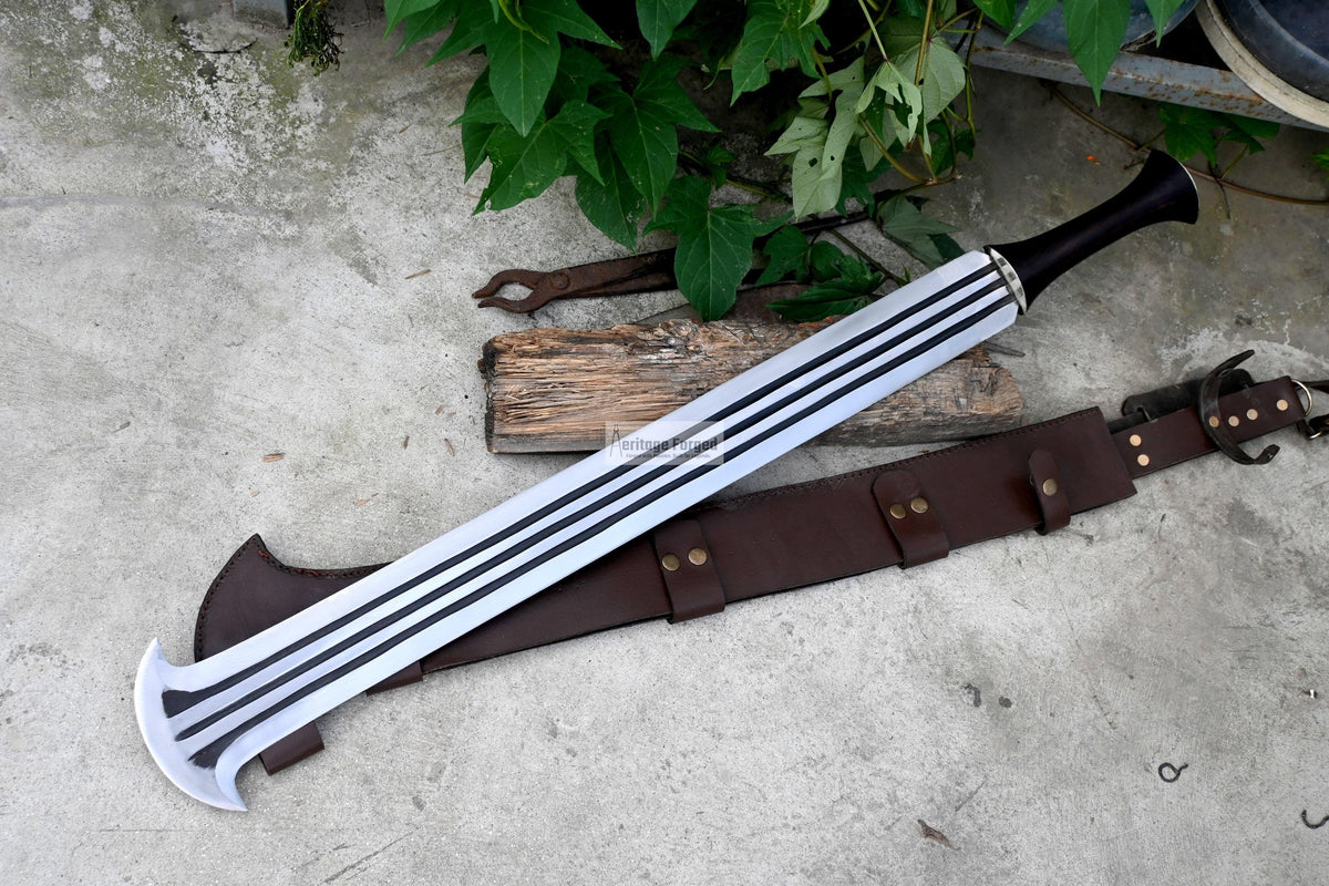 KONDA MACHETE / Large African Machete/30 inches Long Blade Heavy duties machete/ Full tang/ Leaf spring of truck/ Tempered/Sharpen/Working