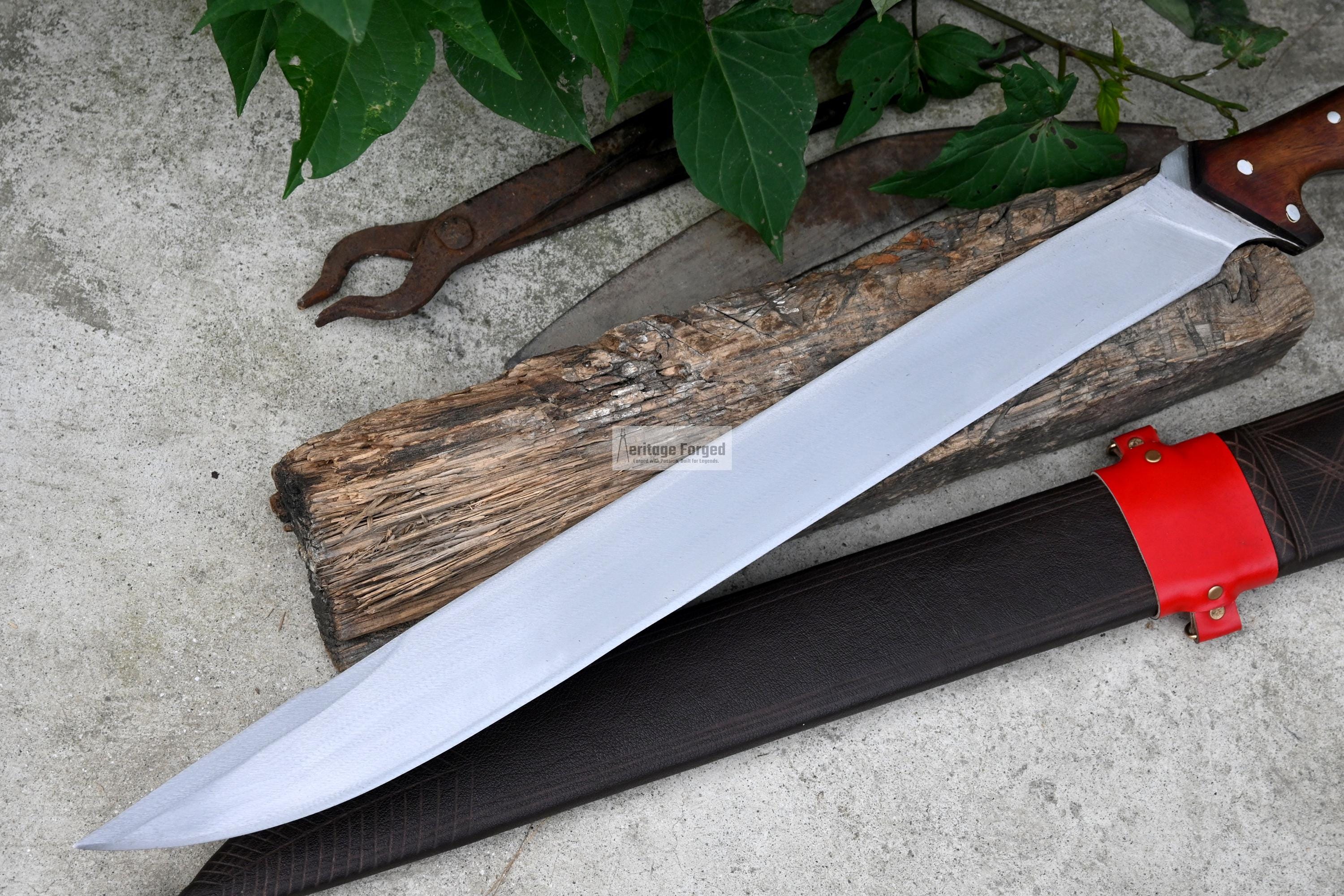 SPARTAN MACHETE / Large Jungle Machete/21 inches Long Blade Heavy duties machete/ Full tang/ Leaf spring of truck/ Tempered/Sharpen/Working