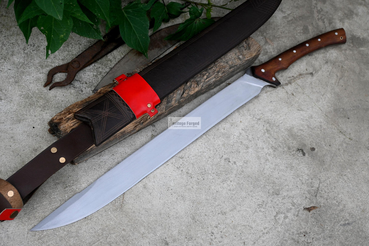 SPARTAN MACHETE / Large Jungle Machete/21 inches Long Blade Heavy duties machete/ Full tang/ Leaf spring of truck/ Tempered/Sharpen/Working