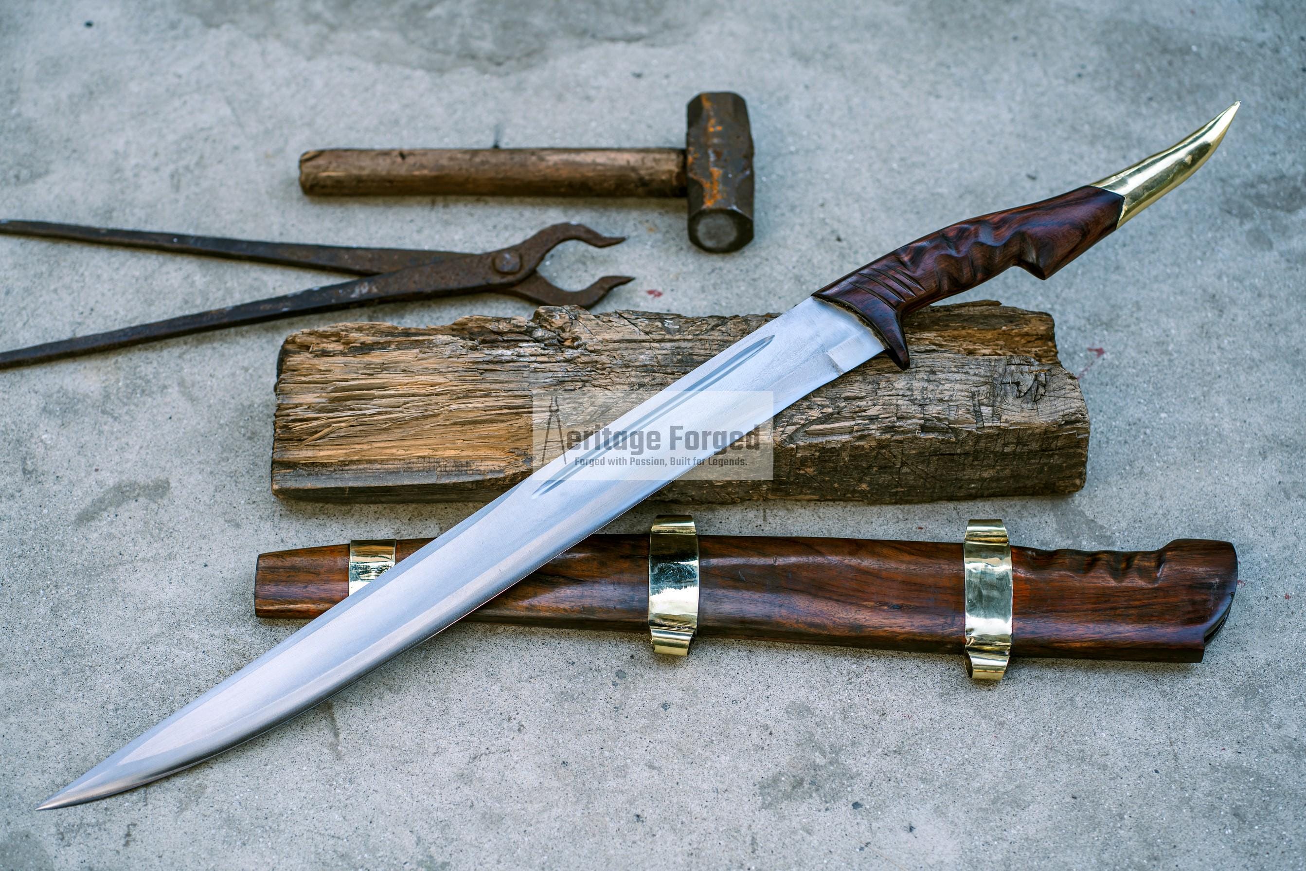CEREMONIAL SWORD /20 inches long Blade Hand Forged Filipino Sword/ Machete/Handmade from Leaf spring of Truck-Balance water tempered/Sharp