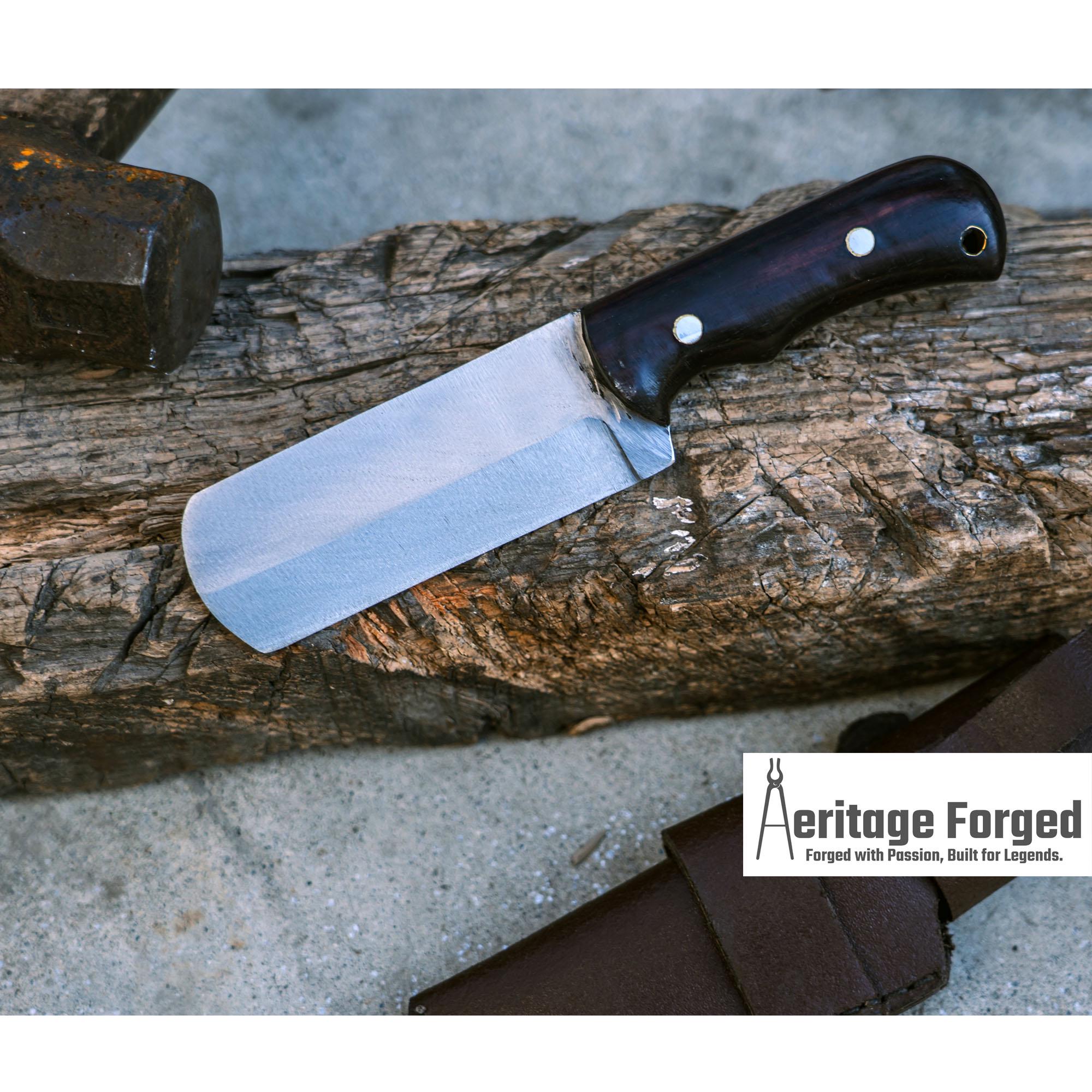 MINI CHOPPER KNIFE/5 inches long blade hunting knife/handmade knife/Leaf spring of truck/wooden Handle/Sharpen/Tempered/knife/knives