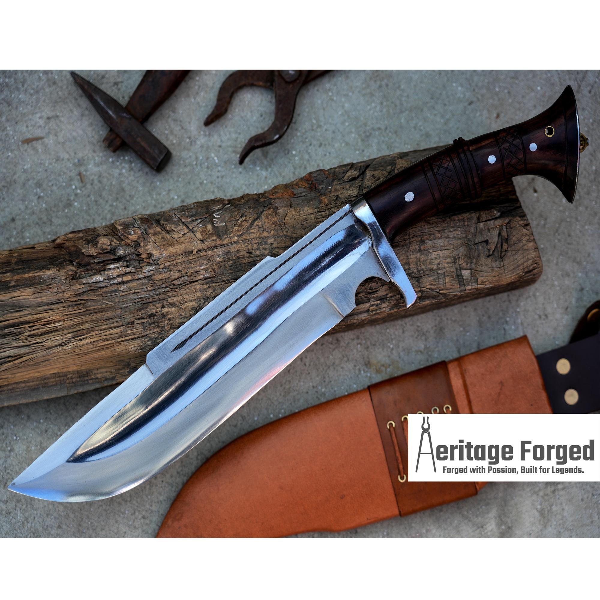 BOWIE KNIFE / 12 inches long Blade chopper / Hand forged Bowie knife / Made from Leaf spring of truck / Tempered / Sharpen/ Ready to use