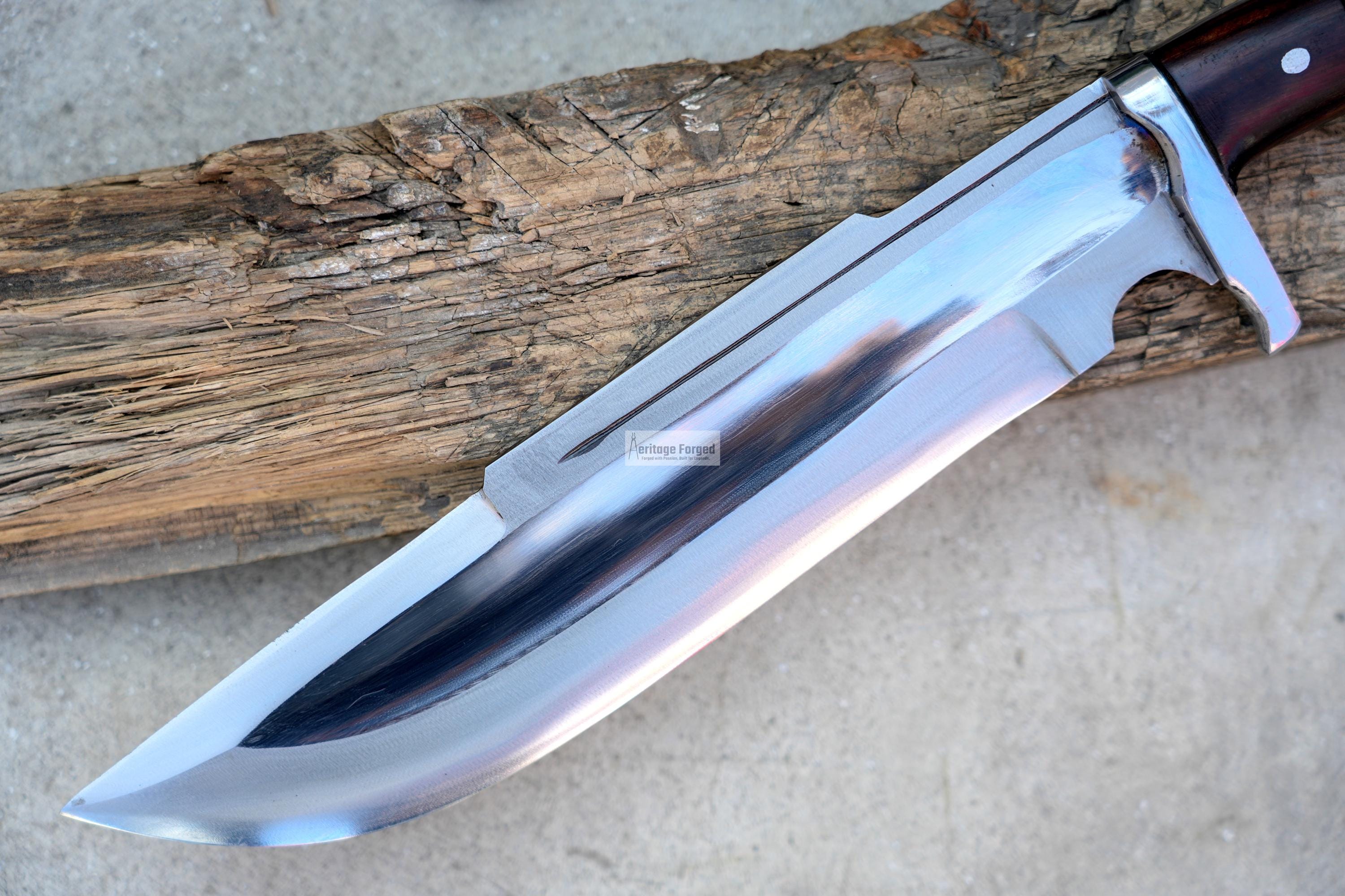 BOWIE KNIFE / 12 inches long Blade chopper / Hand forged Bowie knife / Made from Leaf spring of truck / Tempered / Sharpen/ Ready to use