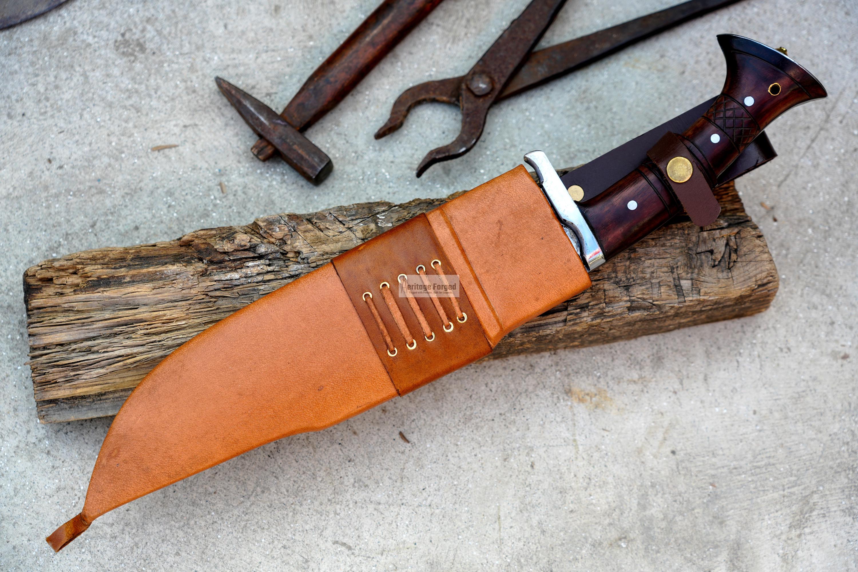 BOWIE KNIFE / 12 inches long Blade chopper / Hand forged Bowie knife / Made from Leaf spring of truck / Tempered / Sharpen/ Ready to use