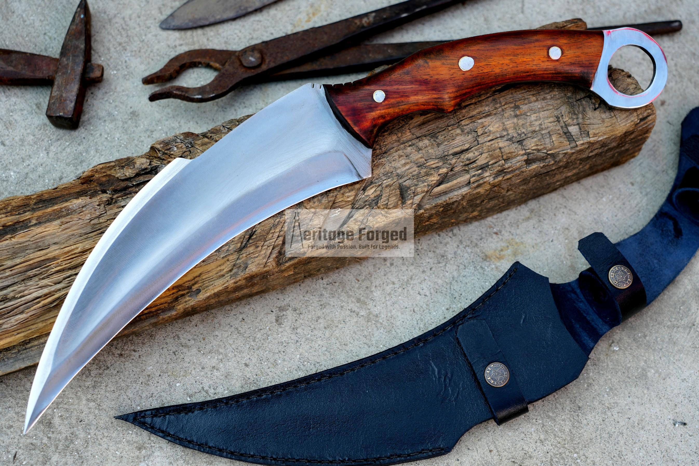 KARAMBIT MACHETE/ 10 inches Long Blade large knife/Hunting knife/made from 5160 leaf spring /Tempered / Sharpen/Sheath included