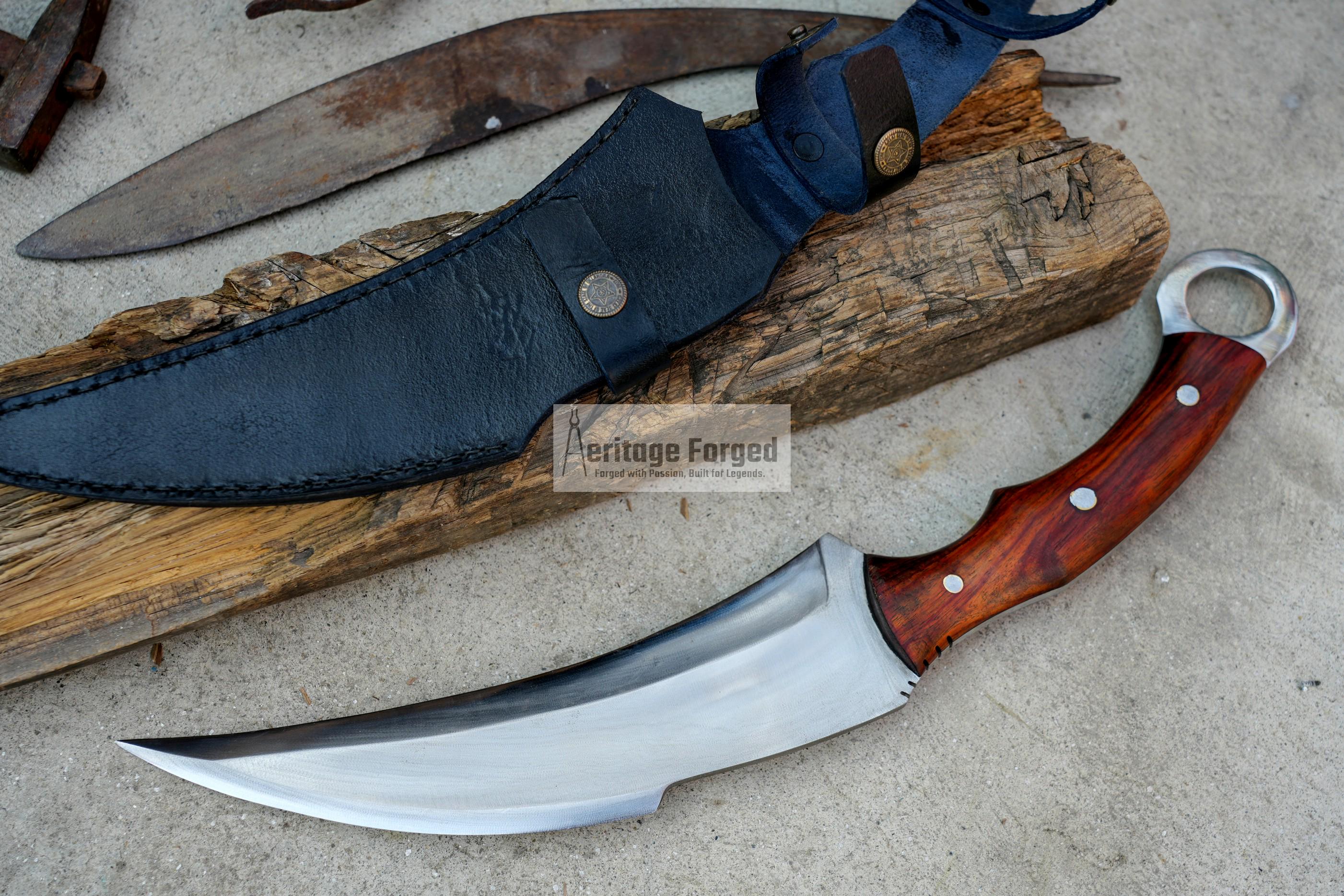 KARAMBIT MACHETE/ 10 inches Long Blade large knife/Hunting knife/made from 5160 leaf spring /Tempered / Sharpen/Sheath included