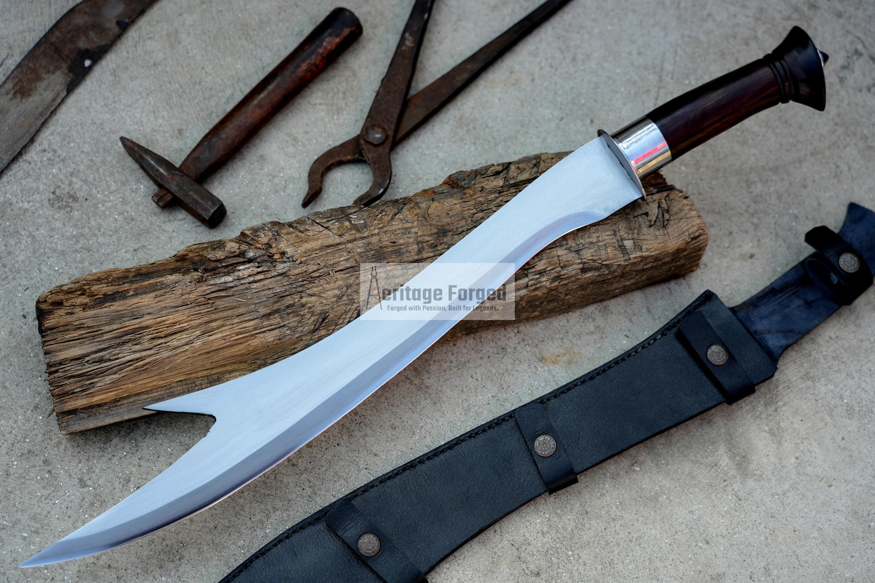 MORO LARING /18 inches Long Blade hand forged Filipino Sword /Leaf spring of truck/Rosewood Handle/Sharpen/Tempered/Ready to use/knives