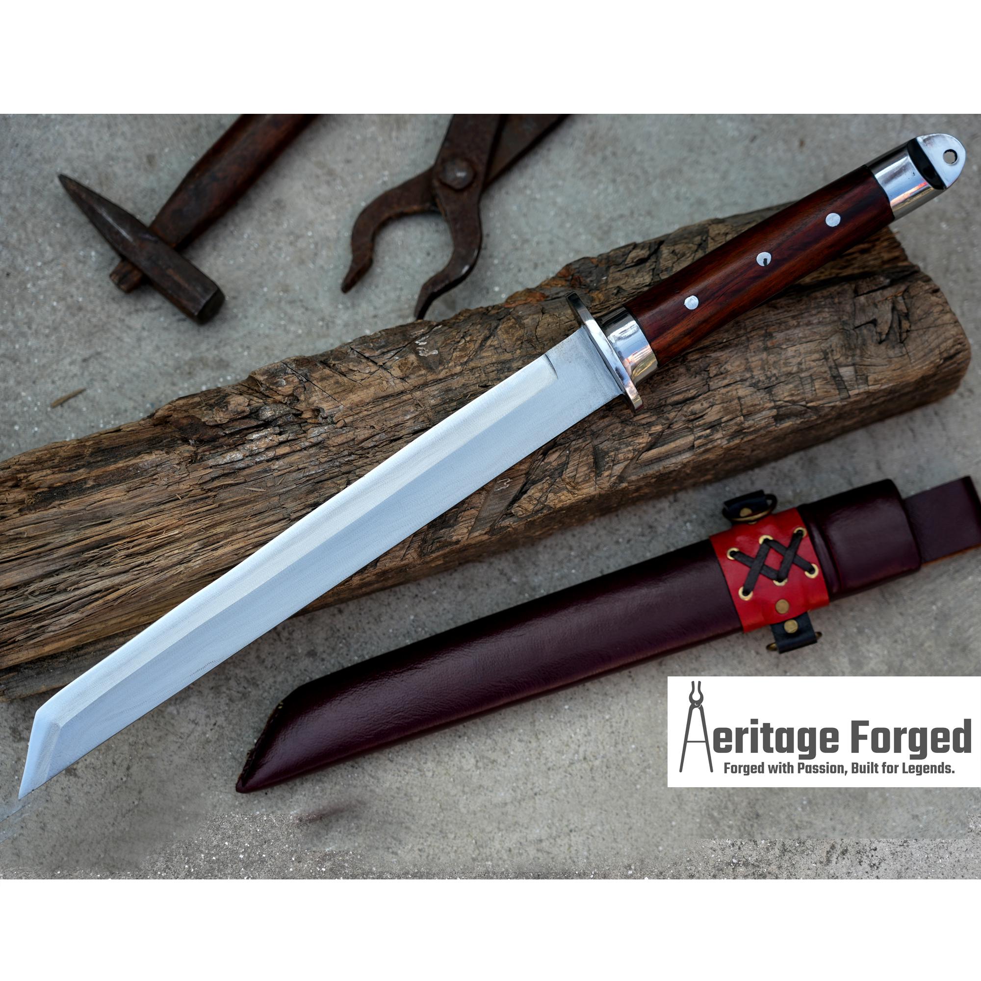 SHORT TANTO /12  inches Long Blade hand forged tanto knife/Leaf spring of truck/Sharpen/Tempered/Ready to use/knife/knives/ Functional