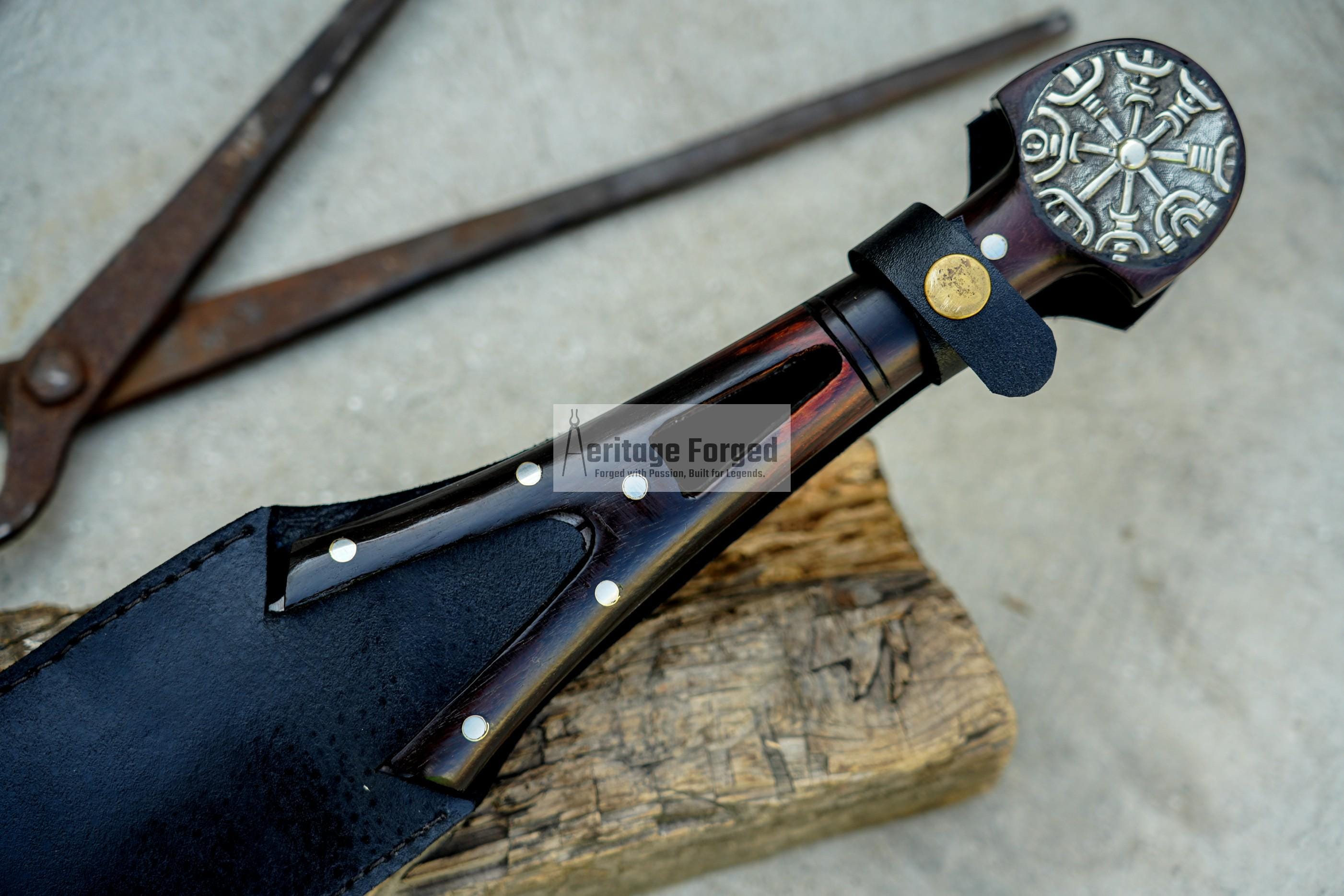 VIKING LEAF DAGGER/16 inches Long Blade hand forged Dagger/Leaf spring of truck/Rosewood Handle/Sharpen/Tempered/Ready to use/knife/knives