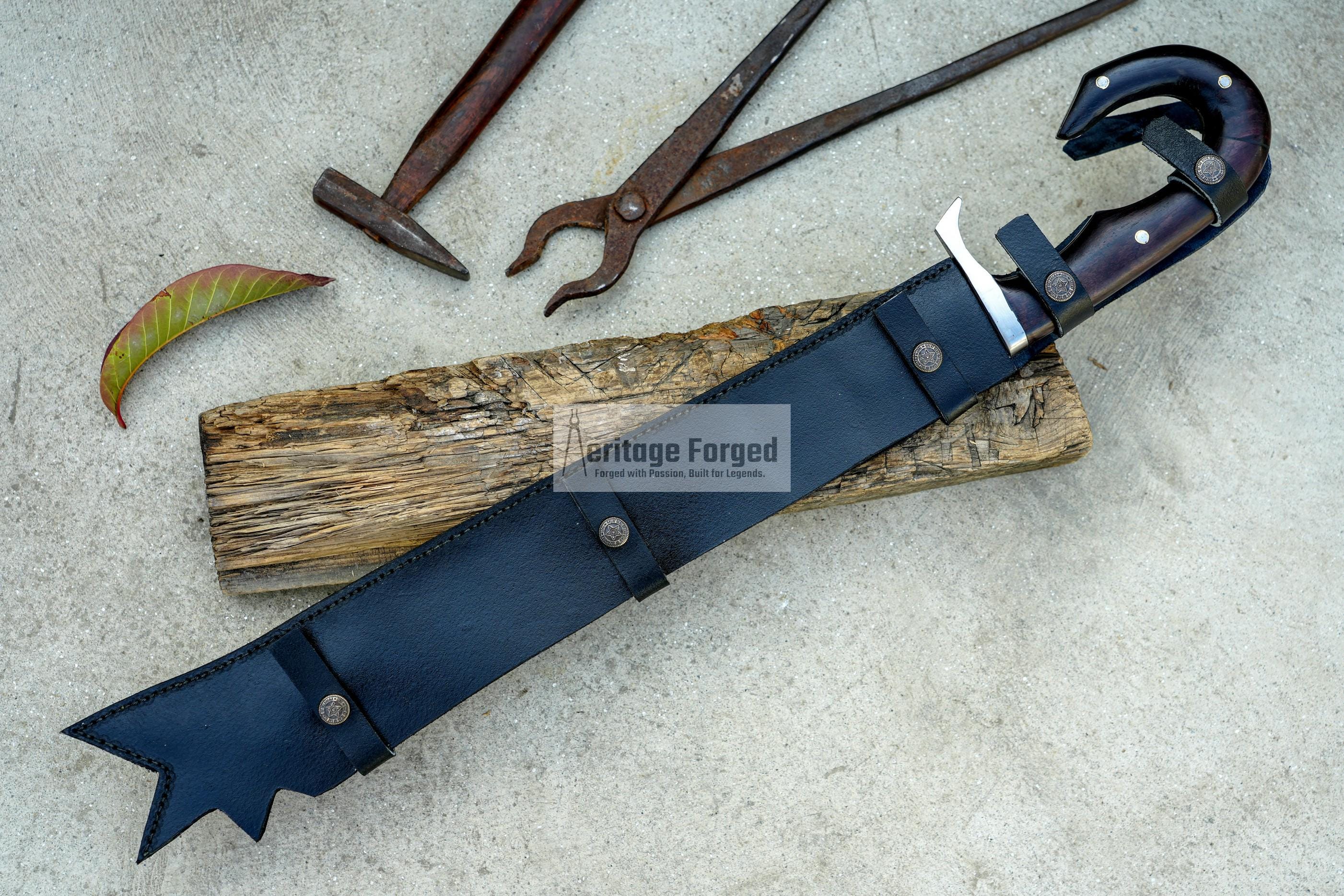 MACIEJOWSKI FALICON MACHETE / Large Morgan sword /18 inches Long Blade falcata machete/ Full tang/ Leaf spring of truck/ Tempered/Sharpen