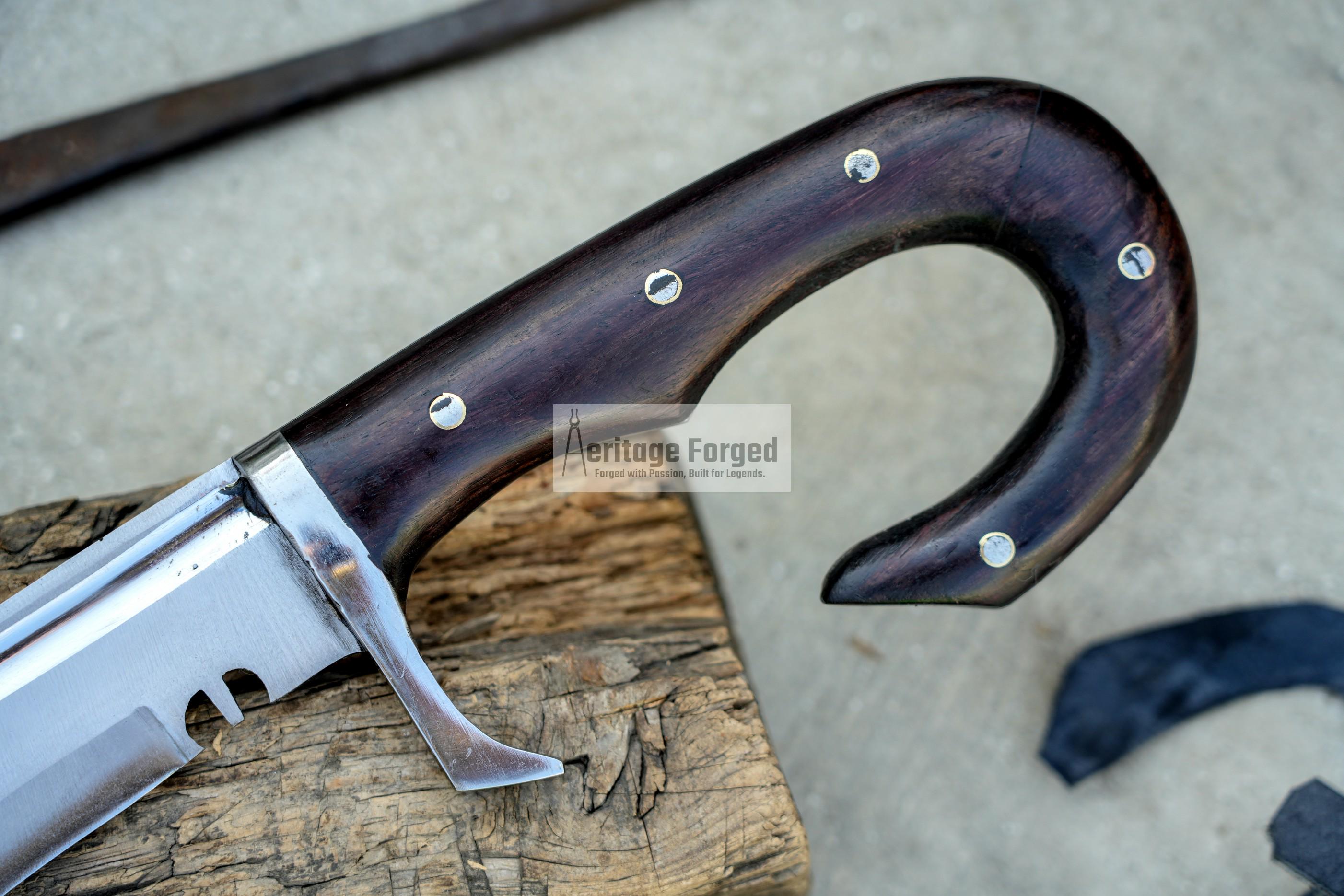 MACIEJOWSKI FALICON MACHETE / Large Morgan sword /18 inches Long Blade falcata machete/ Full tang/ Leaf spring of truck/ Tempered/Sharpen