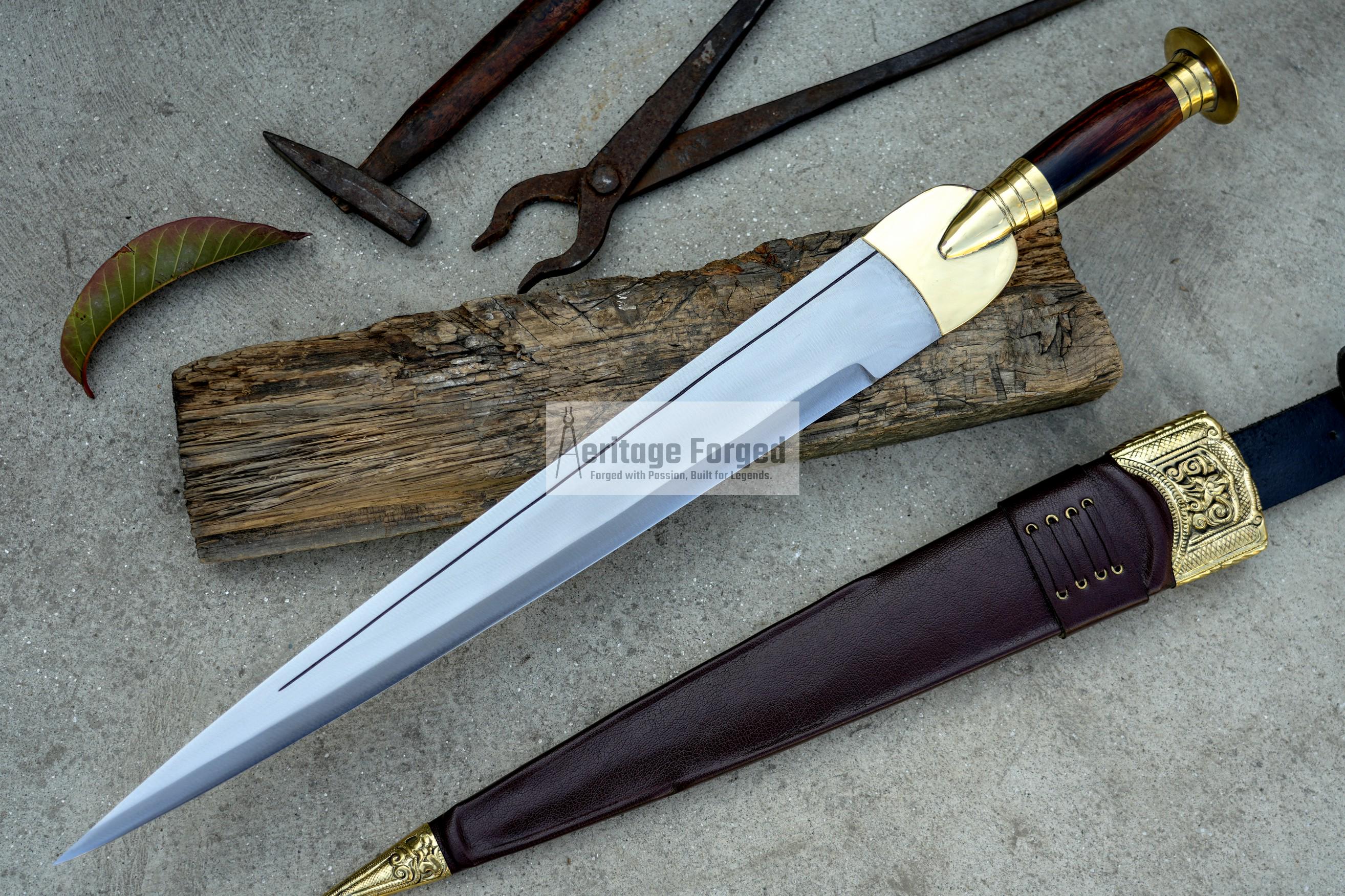 SCOTTISH DIRK/18 inches Long Blade Hand forged dirk knife /Leaf spring of truck/Rosewood Handle/Sharpen/Tempered/Ready to use/knife/knives