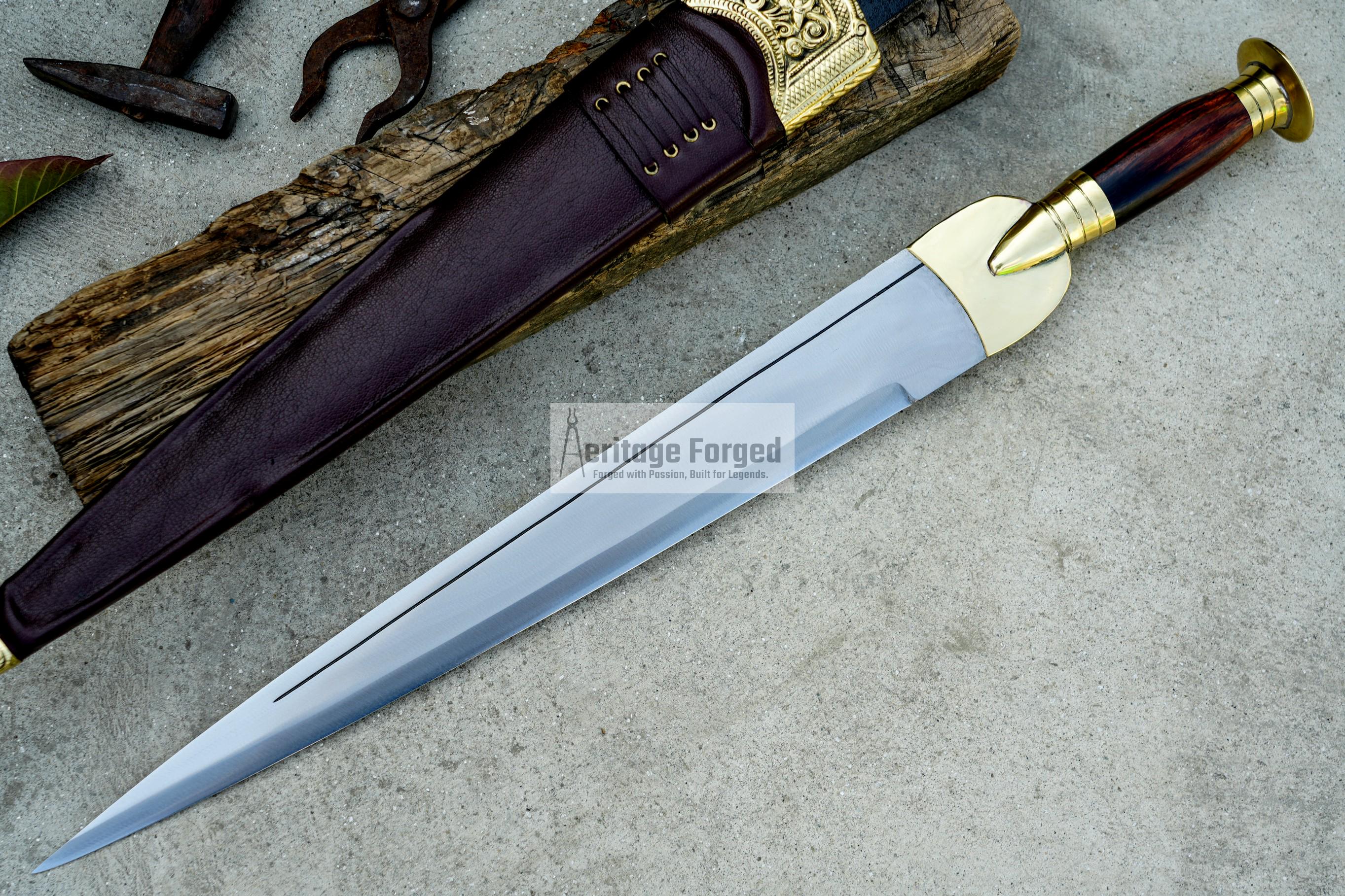 SCOTTISH DIRK/18 inches Long Blade Hand forged dirk knife /Leaf spring of truck/Rosewood Handle/Sharpen/Tempered/Ready to use/knife/knives