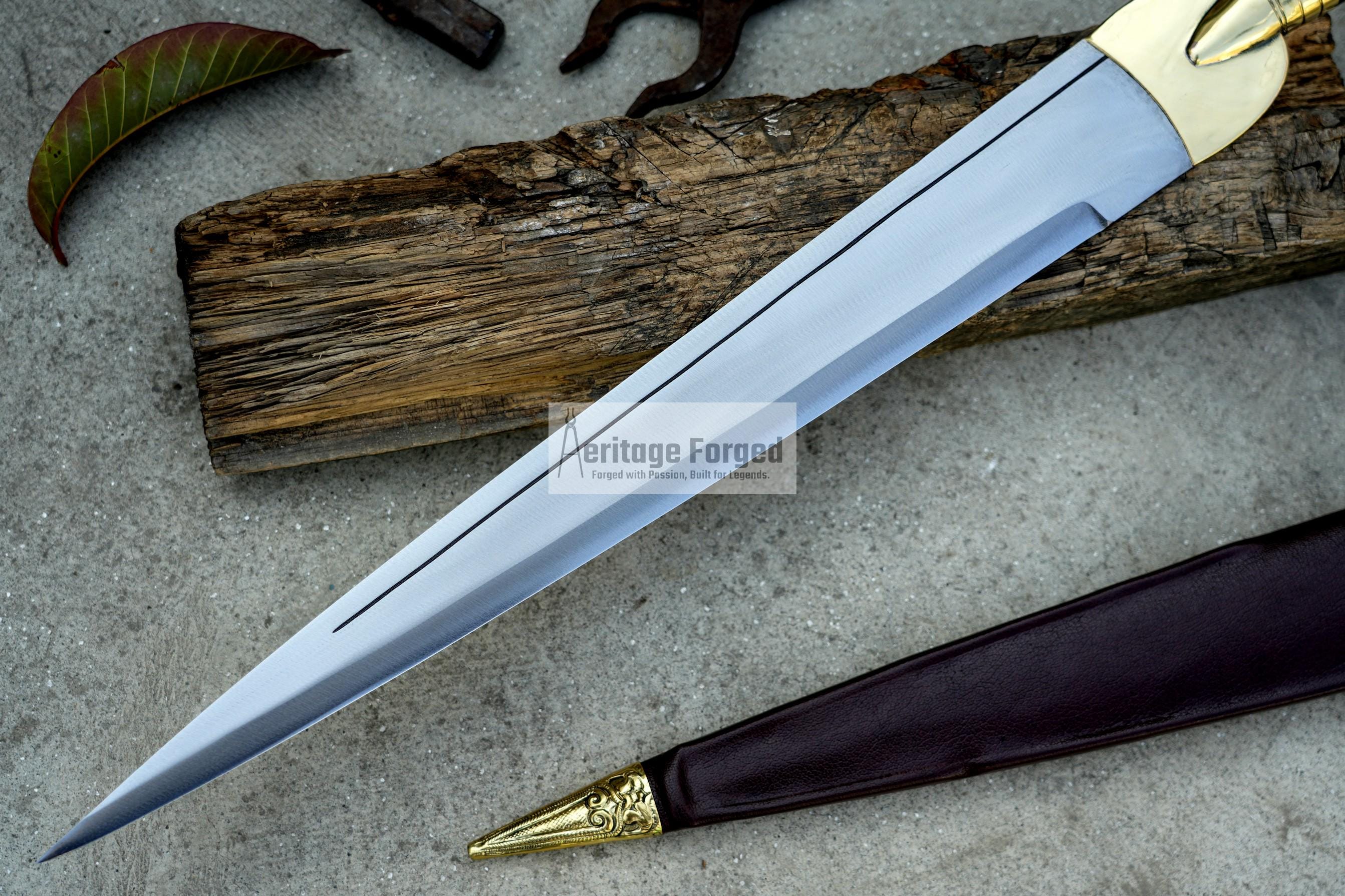 SCOTTISH DIRK/18 inches Long Blade Hand forged dirk knife /Leaf spring of truck/Rosewood Handle/Sharpen/Tempered/Ready to use/knife/knives