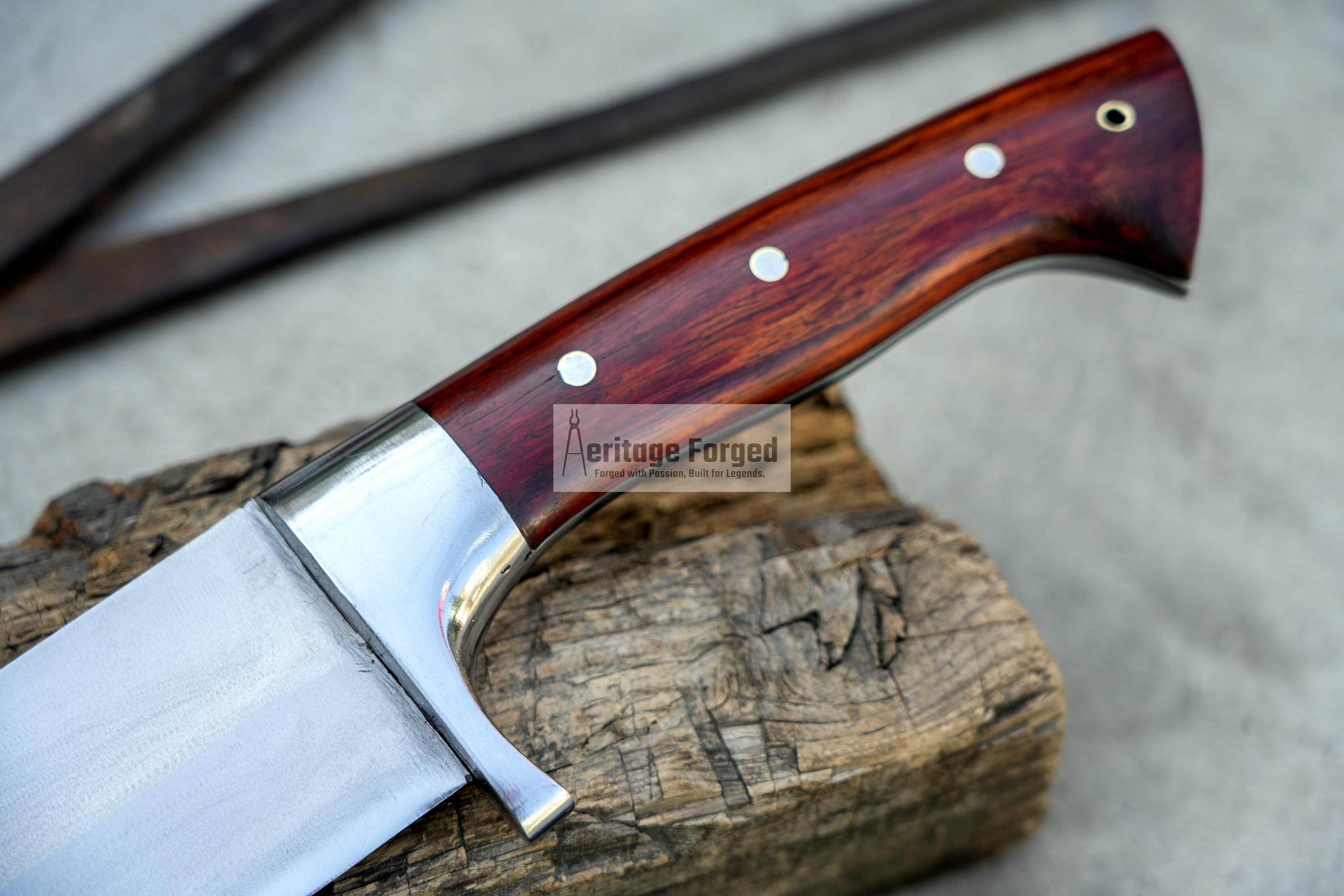 BOWIE KNIFE / 13 inches long Blade Hunting knife / Hand forged knife / Made from Leaf spring of truck / Tempered / Sharpen/ Ready to use