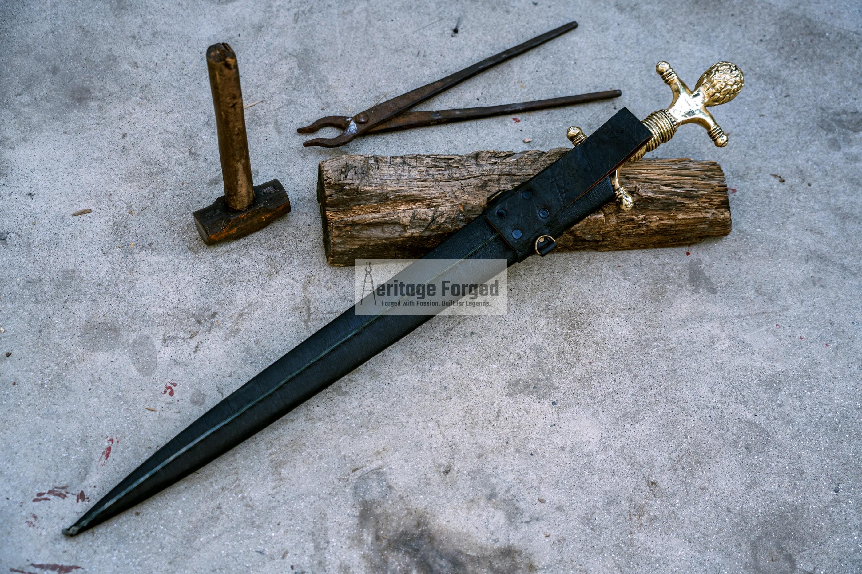 CELTIC SWORD /25 inches Long Blade hand forged Sword/Leaf spring of truck/Brass Handle/Sharpen/Tempered/Ready to use/knife/knives