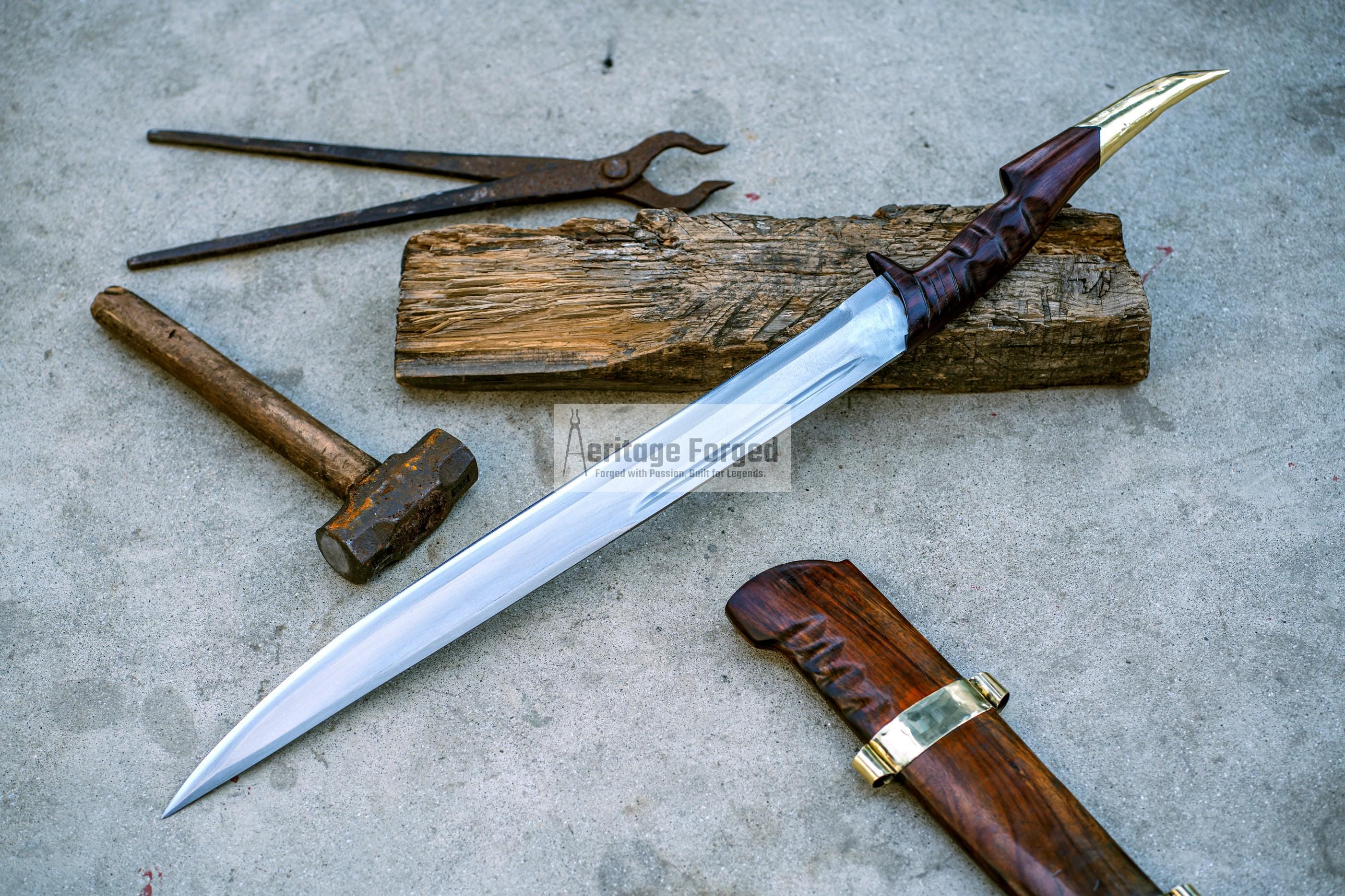 CEREMONIAL SWORD /20 inches long Blade Hand Forged Filipino Sword/ Machete/Handmade from Leaf spring of Truck-Balance water tempered/Sharp