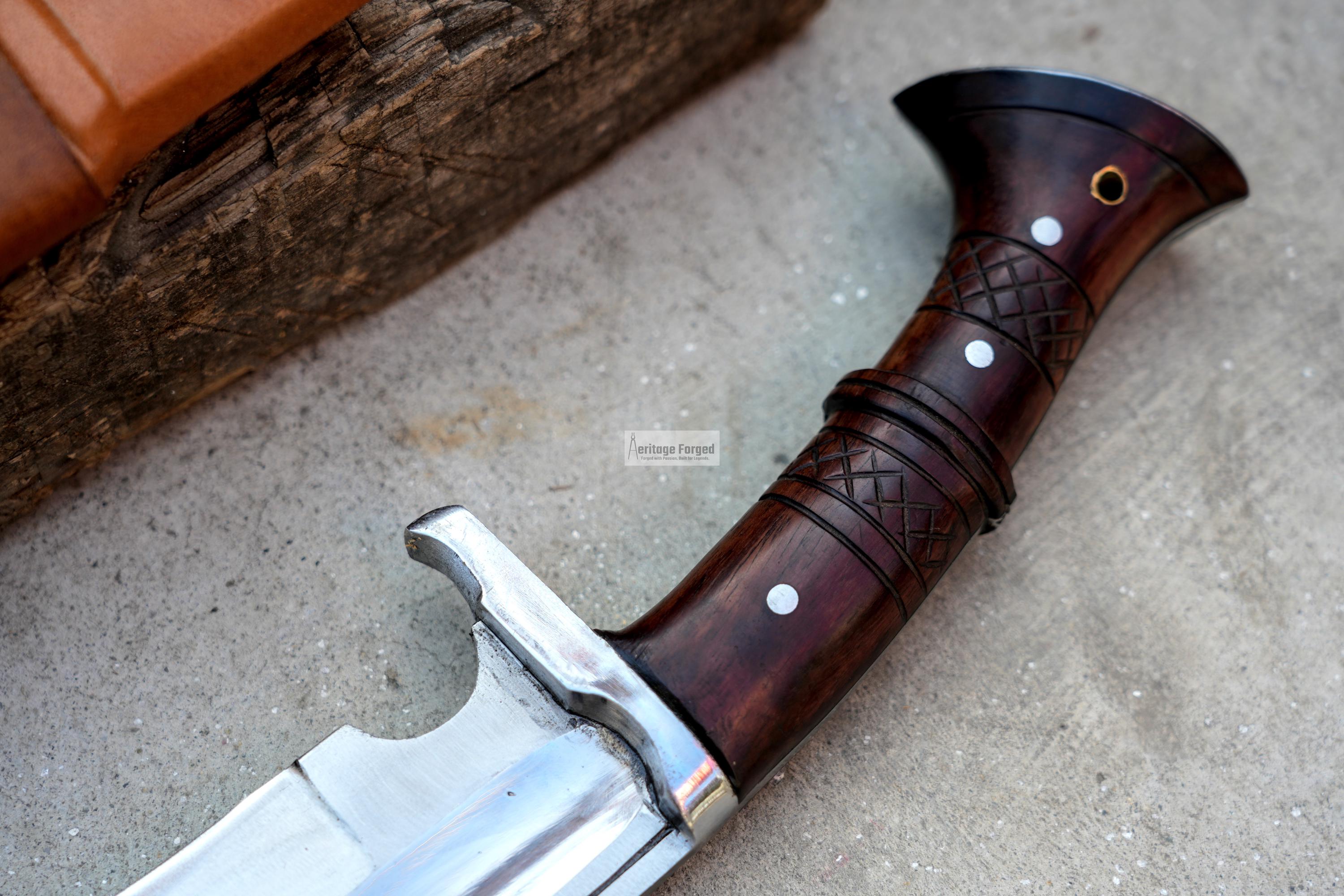 BOWIE KNIFE / 12 inches long Blade chopper / Hand forged Bowie knife / Made from Leaf spring of truck / Tempered / Sharpen/ Ready to use