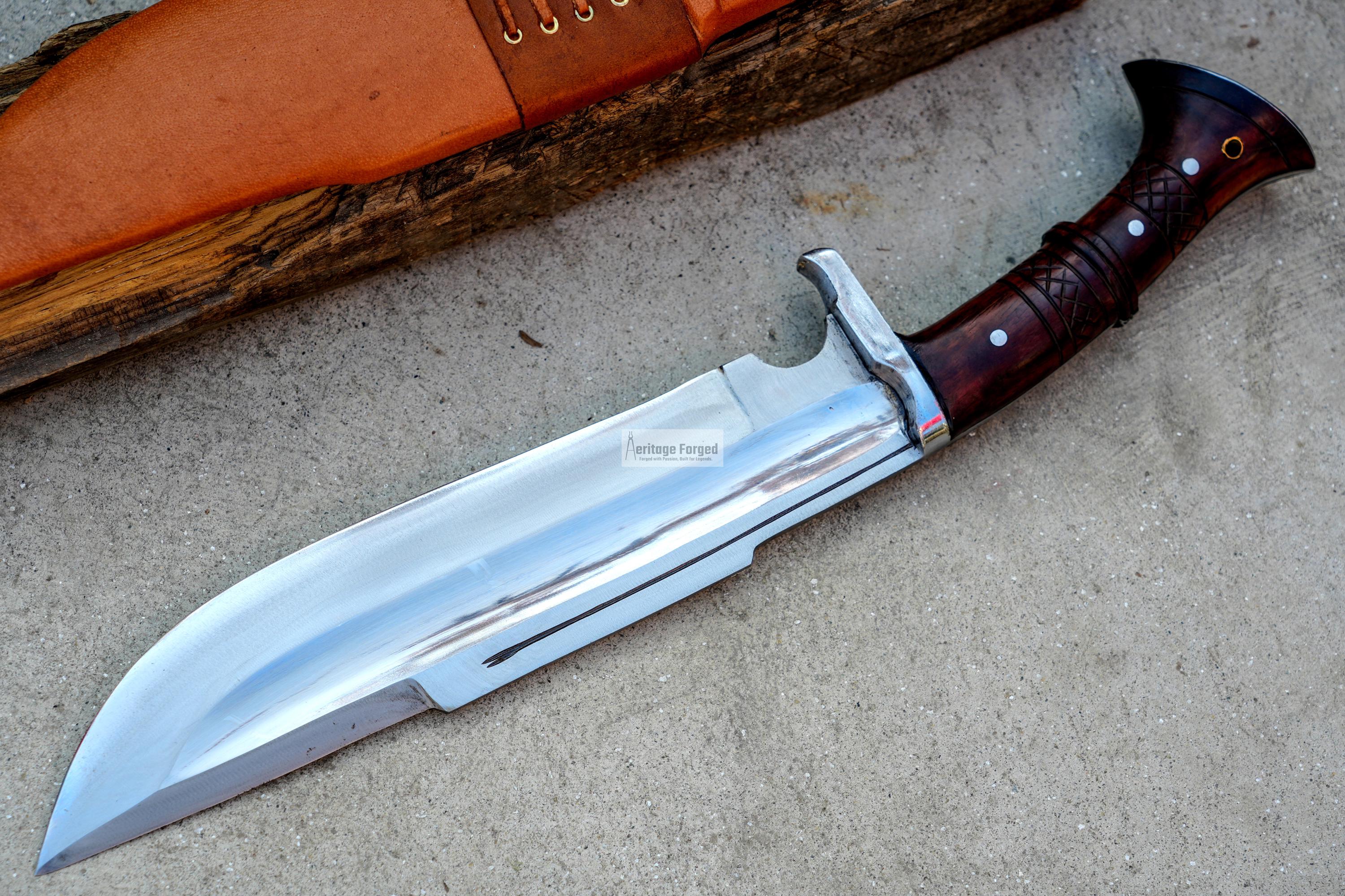BOWIE KNIFE / 12 inches long Blade chopper / Hand forged Bowie knife / Made from Leaf spring of truck / Tempered / Sharpen/ Ready to use