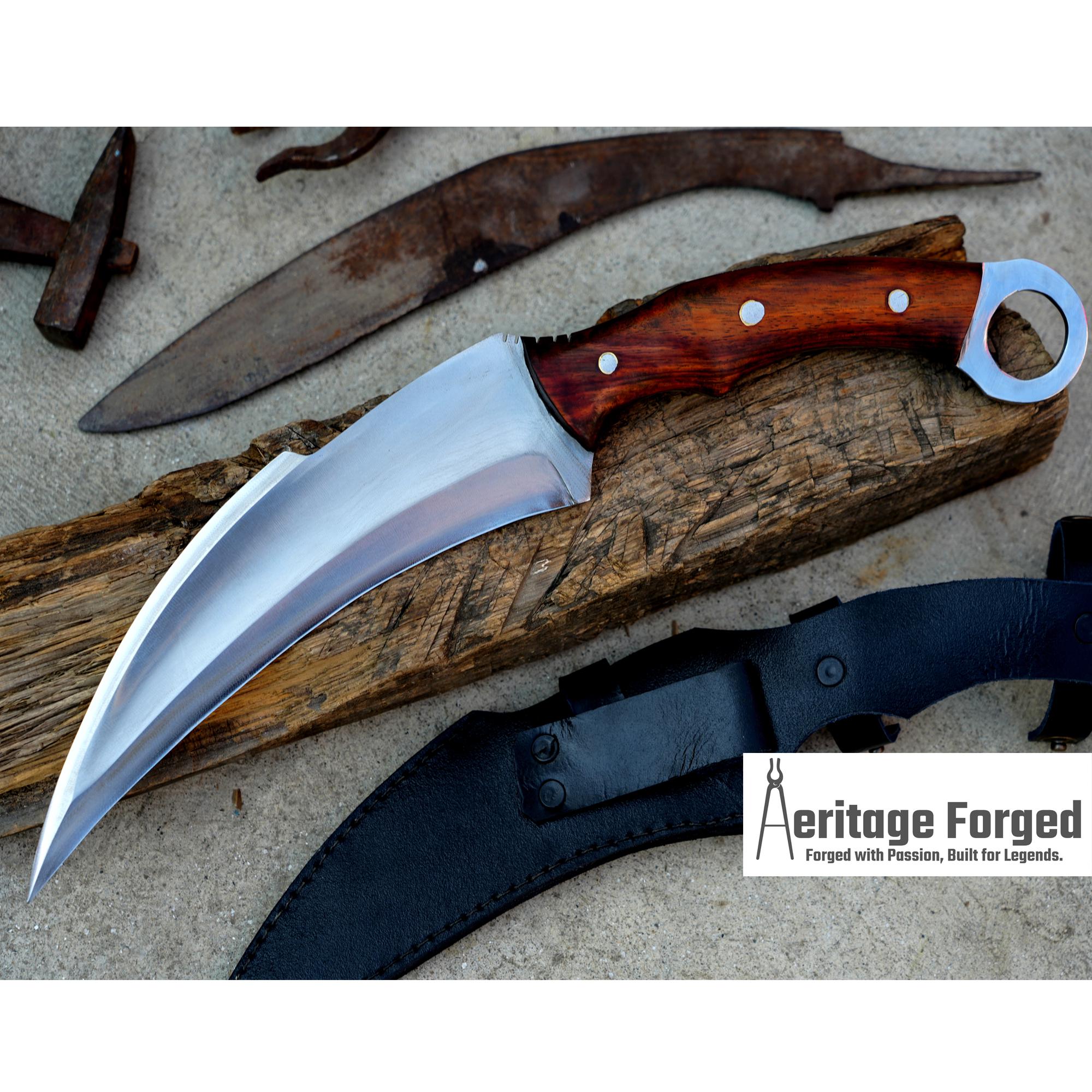 KARAMBIT MACHETE/ 10 inches Long Blade large knife/Hunting knife/made from 5160 leaf spring /Tempered / Sharpen/Sheath included