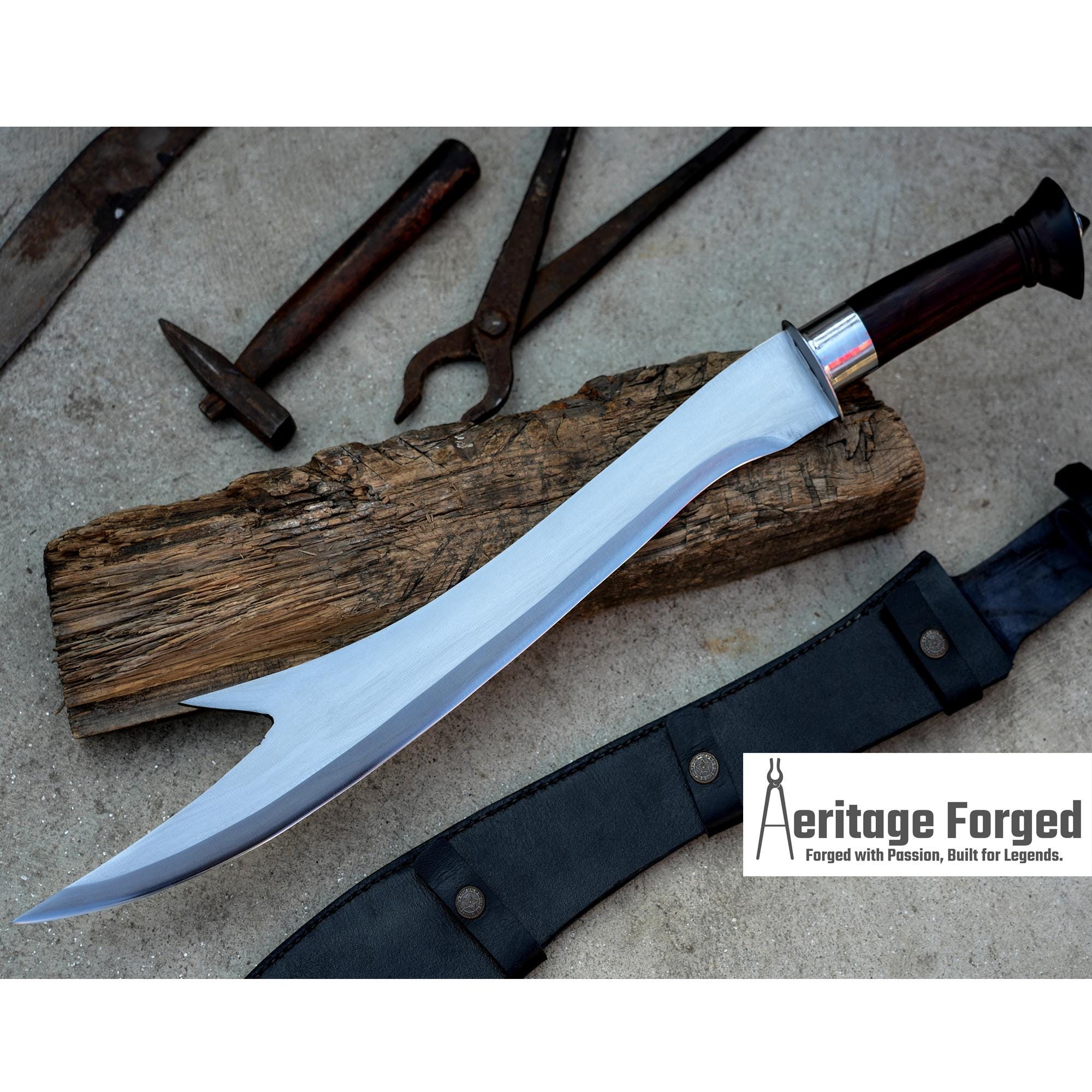 MORO LARING /18 inches Long Blade hand forged Filipino Sword /Leaf spring of truck/Rosewood Handle/Sharpen/Tempered/Ready to use/knives