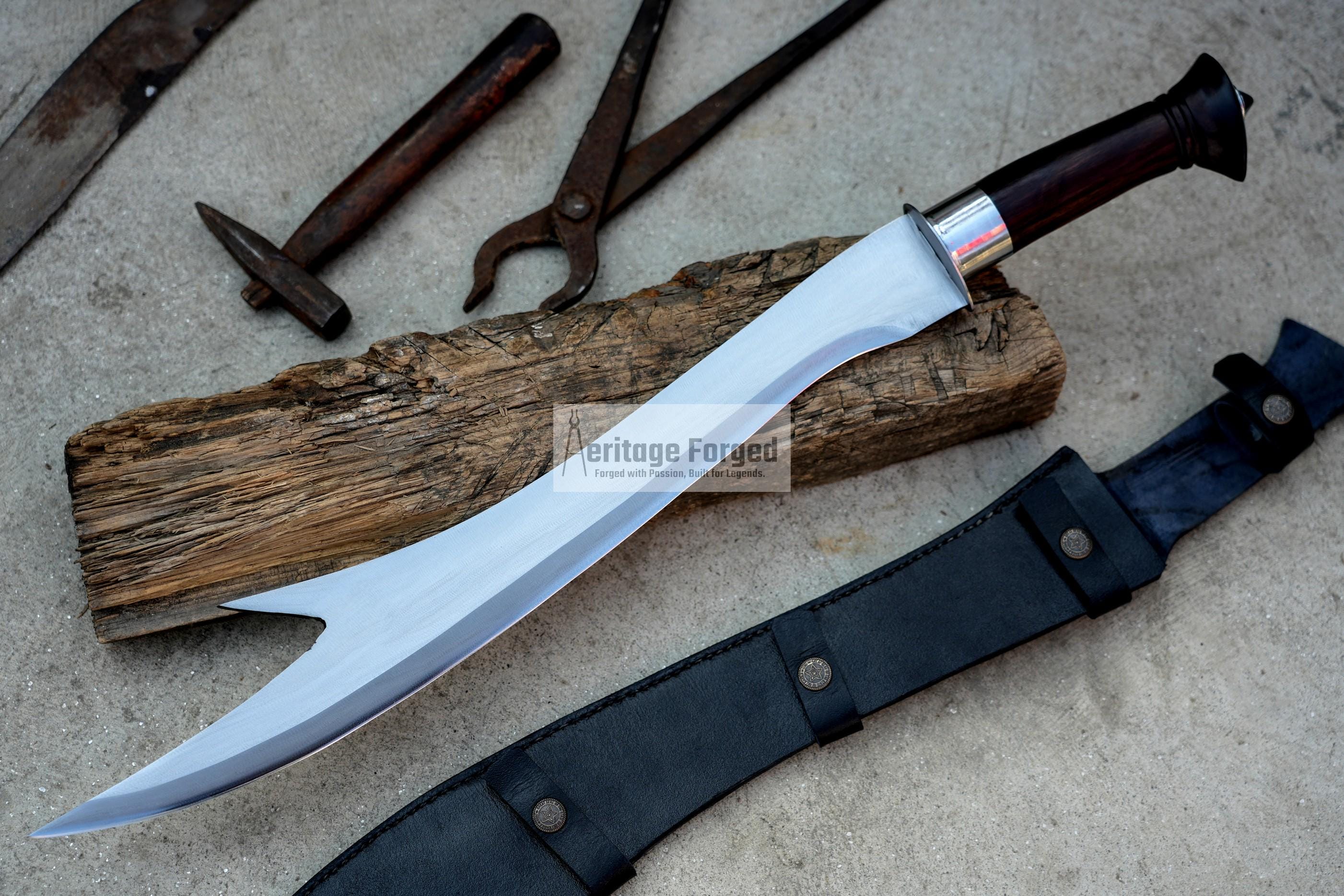 MORO LARING /18 inches Long Blade hand forged Filipino Sword /Leaf spring of truck/Rosewood Handle/Sharpen/Tempered/Ready to use/knives