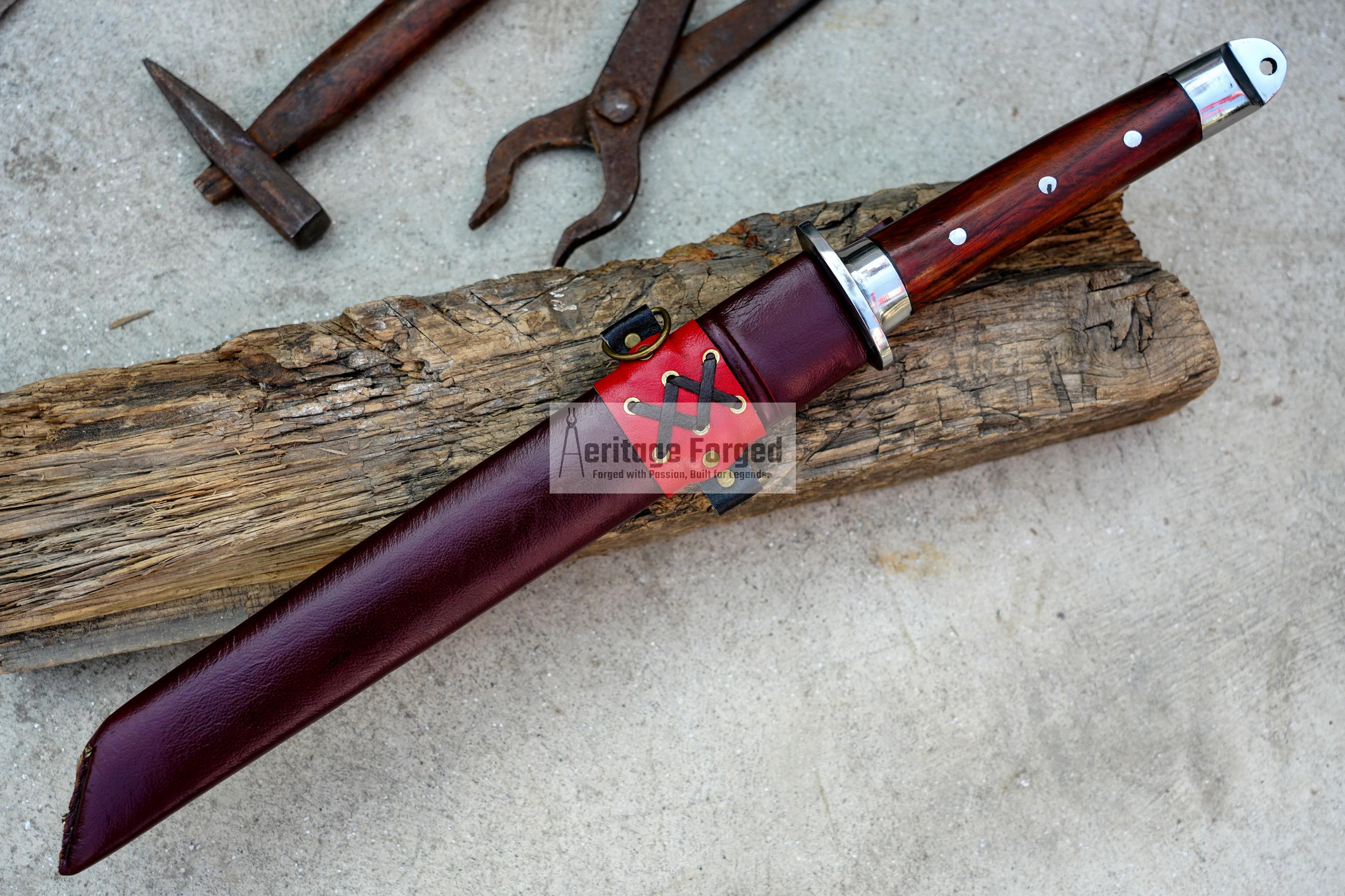 SHORT TANTO /12  inches Long Blade hand forged tanto knife/Leaf spring of truck/Sharpen/Tempered/Ready to use/knife/knives/ Functional