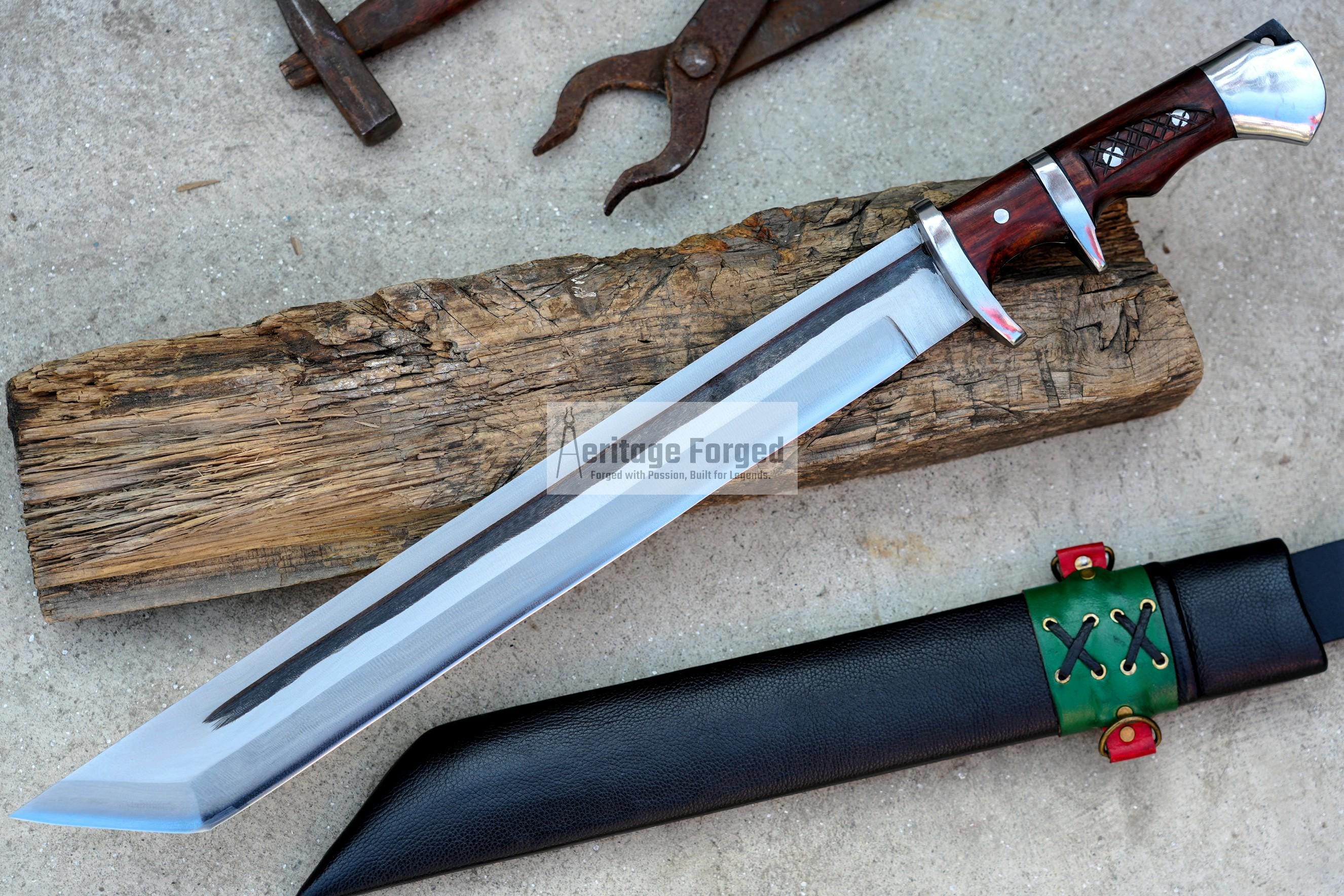 TANTO SWORD /15  inches Long Blade hand forged tanto knife/Leaf spring of truck/Sharpen/Tempered/Ready to use/knife/knives/ Functional